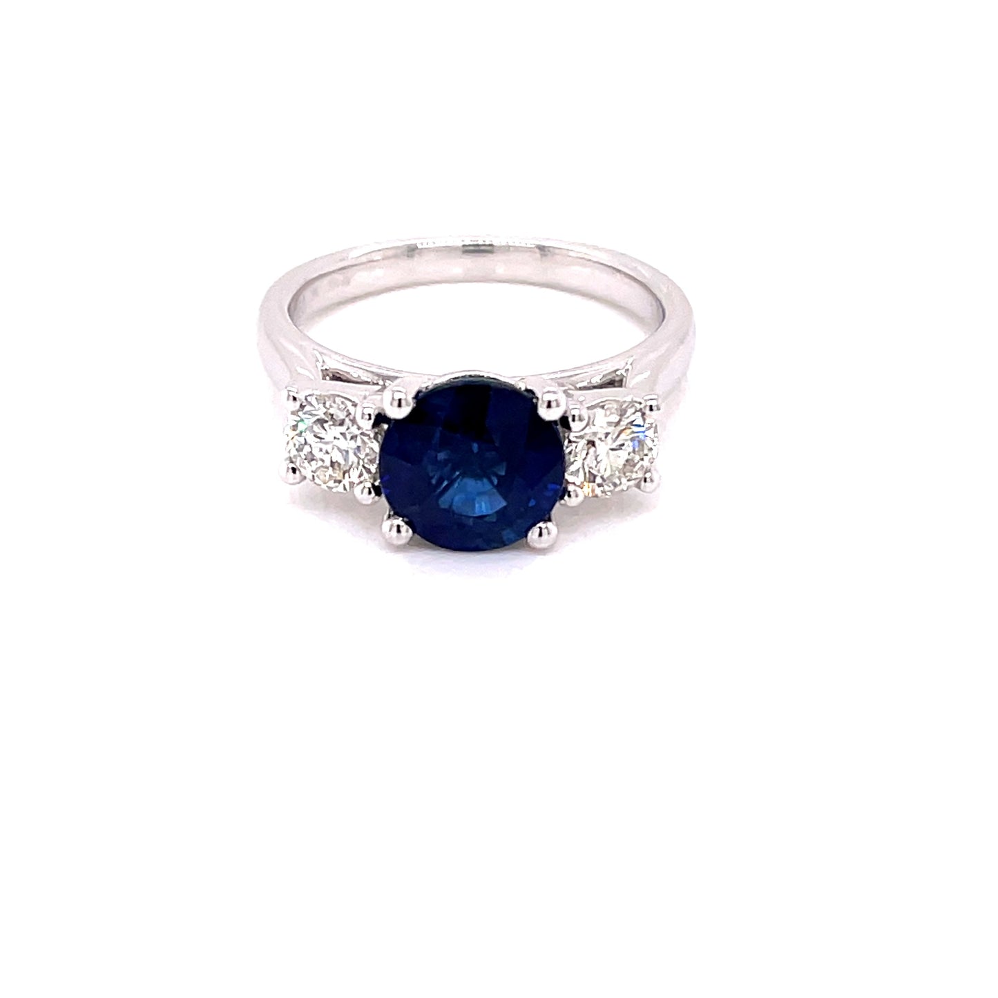 Sapphire and Round Brilliant Cut Diamond 3 Stone Ring Gardiner Brothers