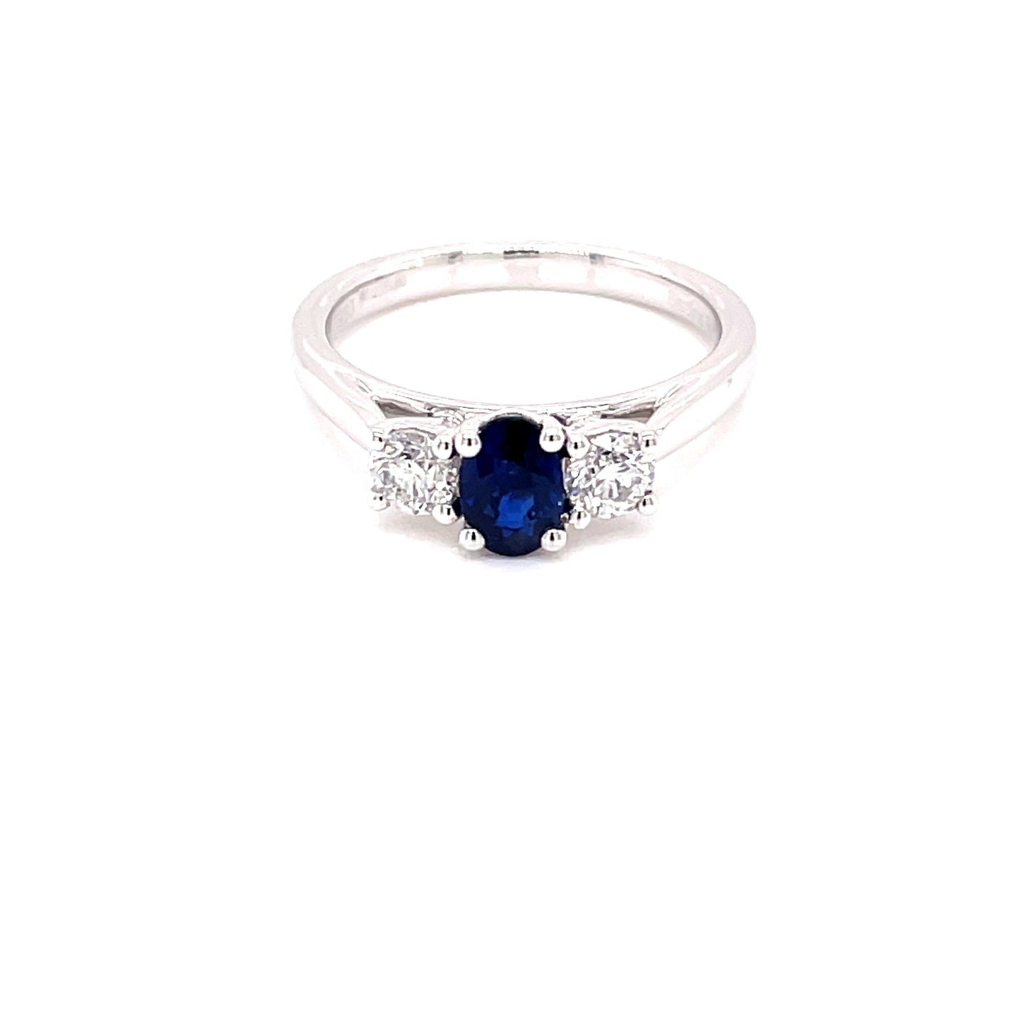 Sapphire and Round Brilliant Cut Diamond 3 Stone Ring Gardiner Brothers