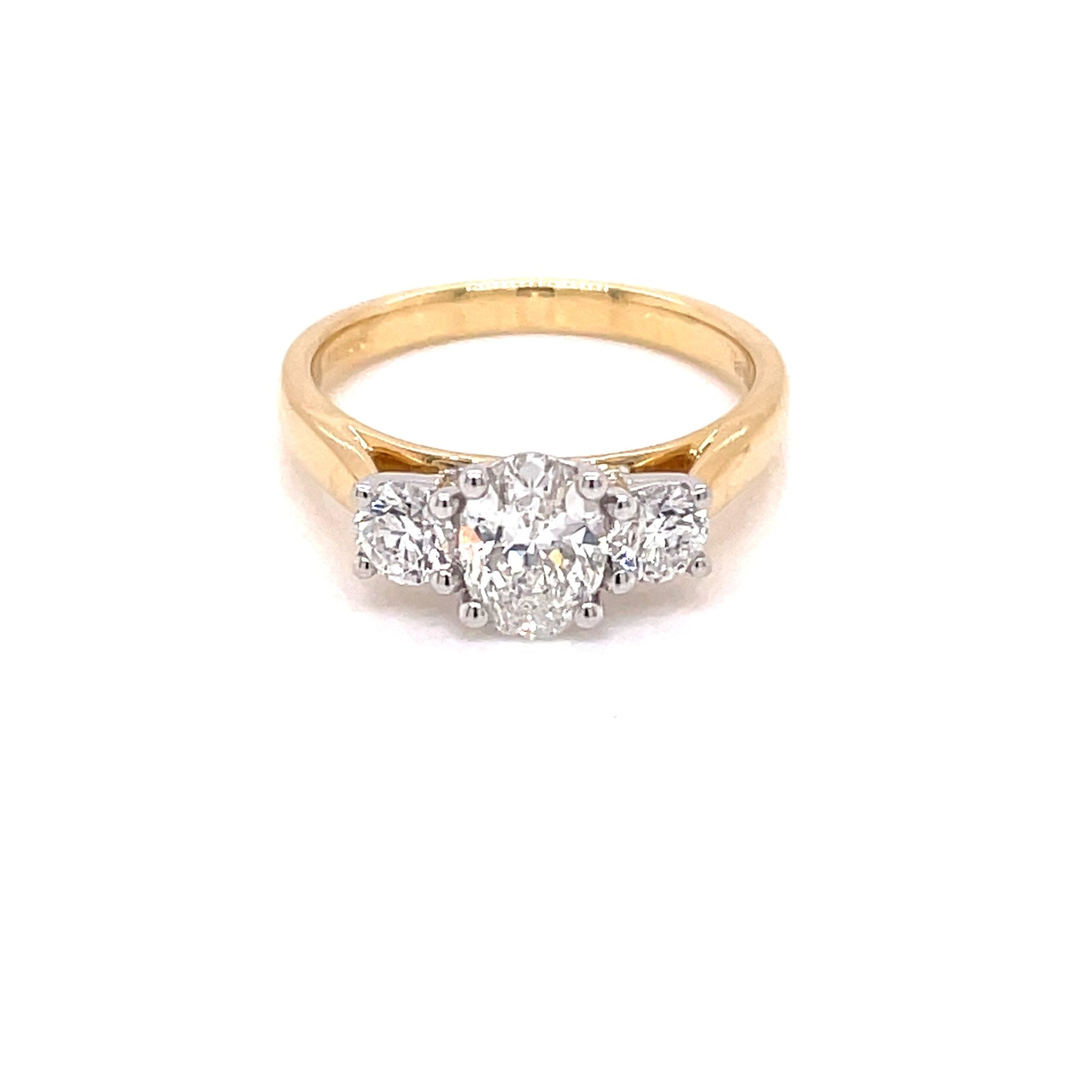 Oval and Round Brilliant Cut Diamond 3 Stone Ring - 1.14cts Gardiner Brothers