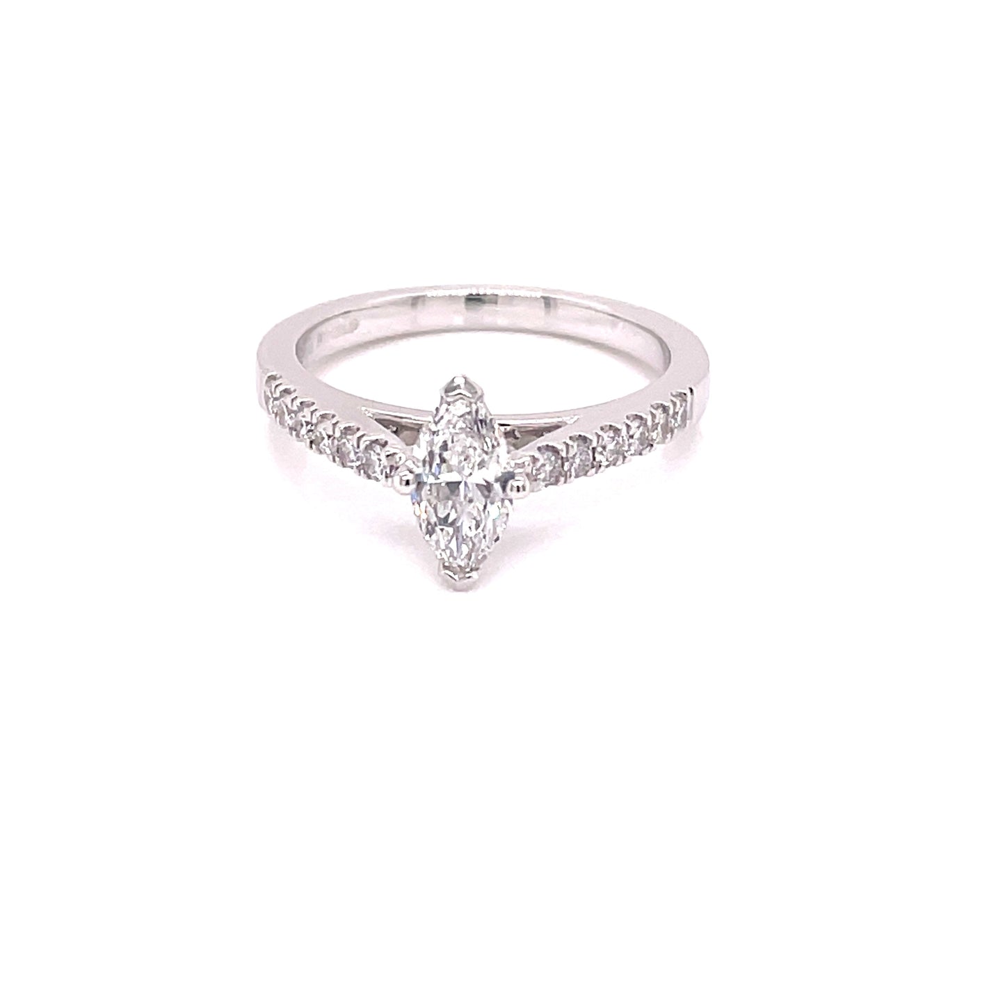 Marquise Cut Diamond Solitaire with Diamond set Shoulders - 0.72cts Gardiner Brothers