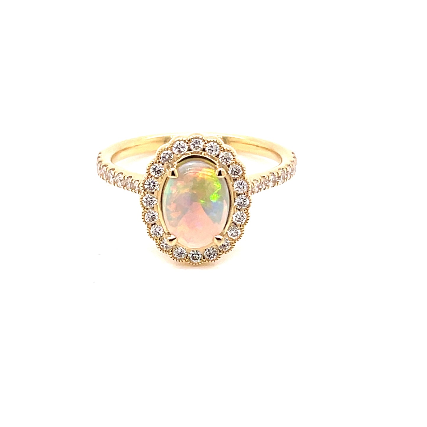Opal and Round Brilliant Cut Diamond Cluster Style Ring Gardiner Brothers