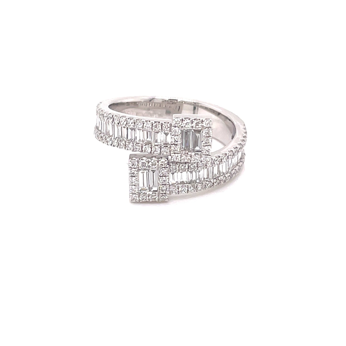 Round Brilliant and Baguette Cut Diamond Cocktail Style Ring Gardiner Brothers