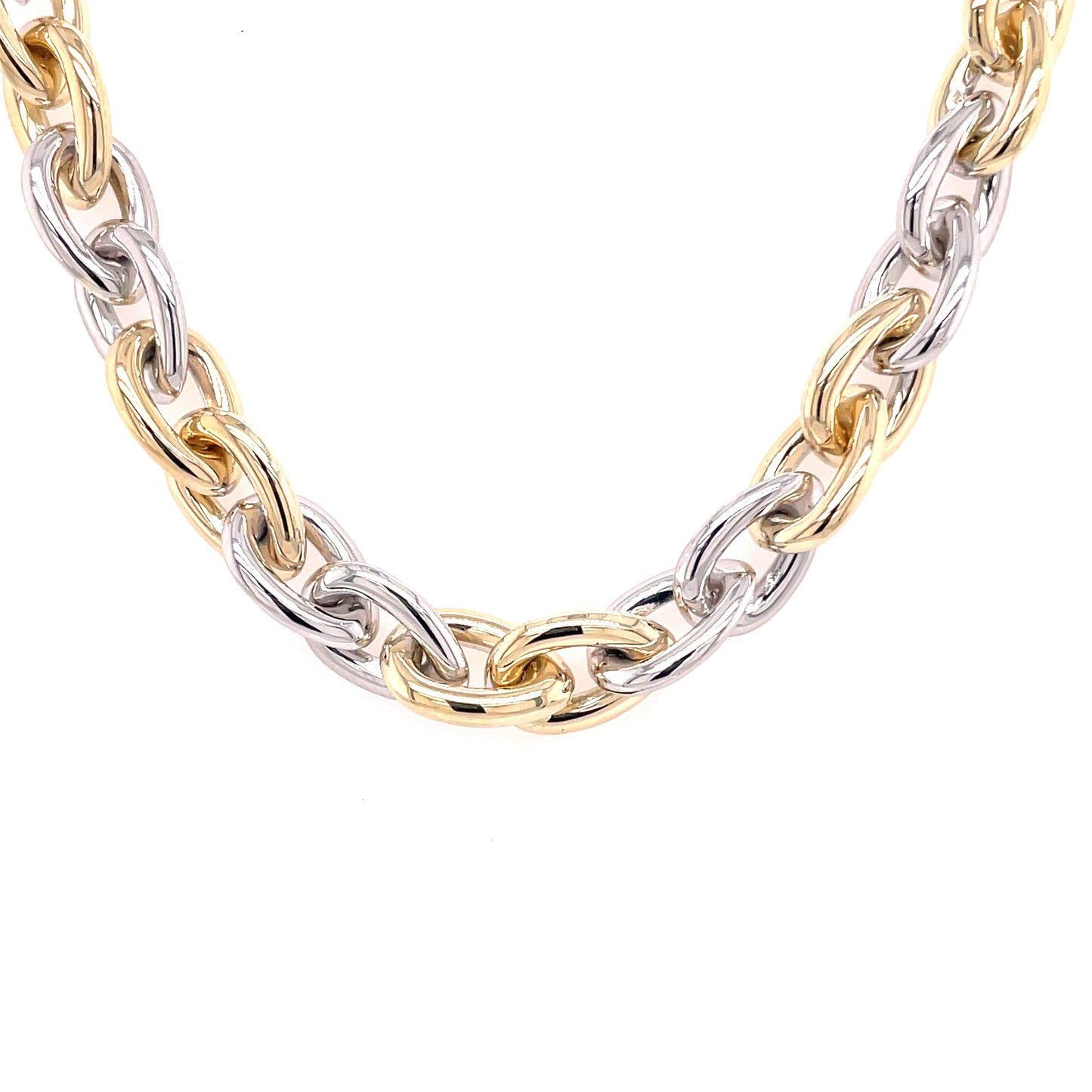 Yellow and White Gold Pear Drop Link Necklace Gardiner Brothers