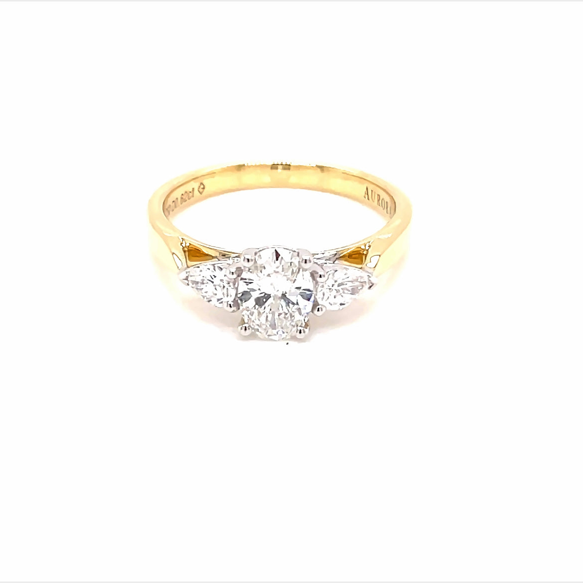 Oval and Pear Shaped Aurora Diamond 3 Stone Ring - 1.02cts Gardiner Brothers