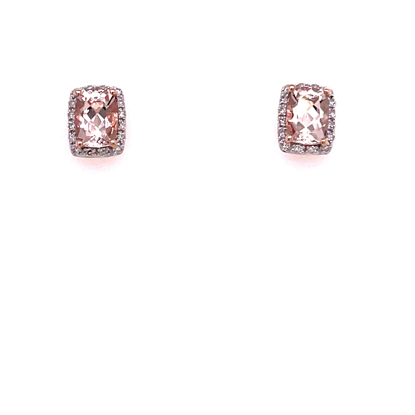 Morganite and Diamond Halo Style Earrings Gardiner Brothers