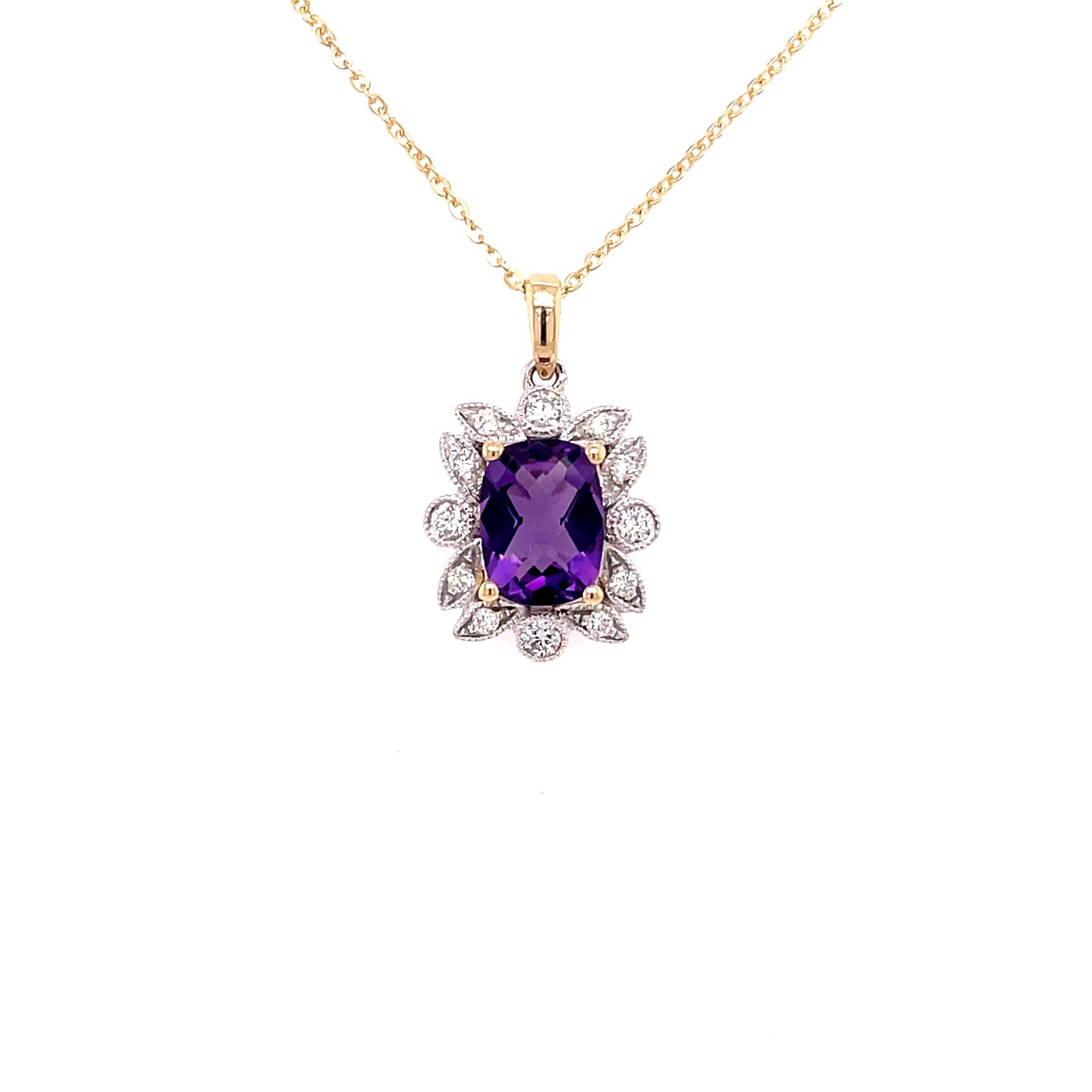 Amethyst and Diamond Vintage Style Pendant Gardiner Brothers