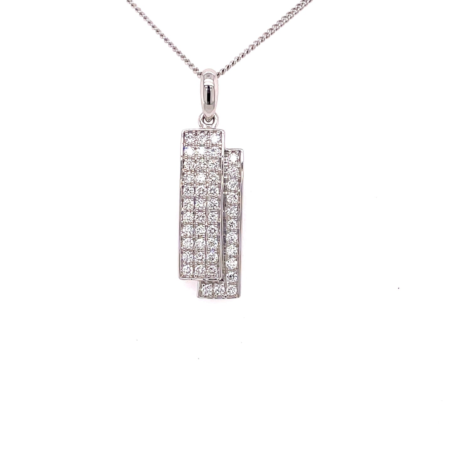 White Gold Fancy Stick Style Diamond Set Pendant Gardiner Brothers