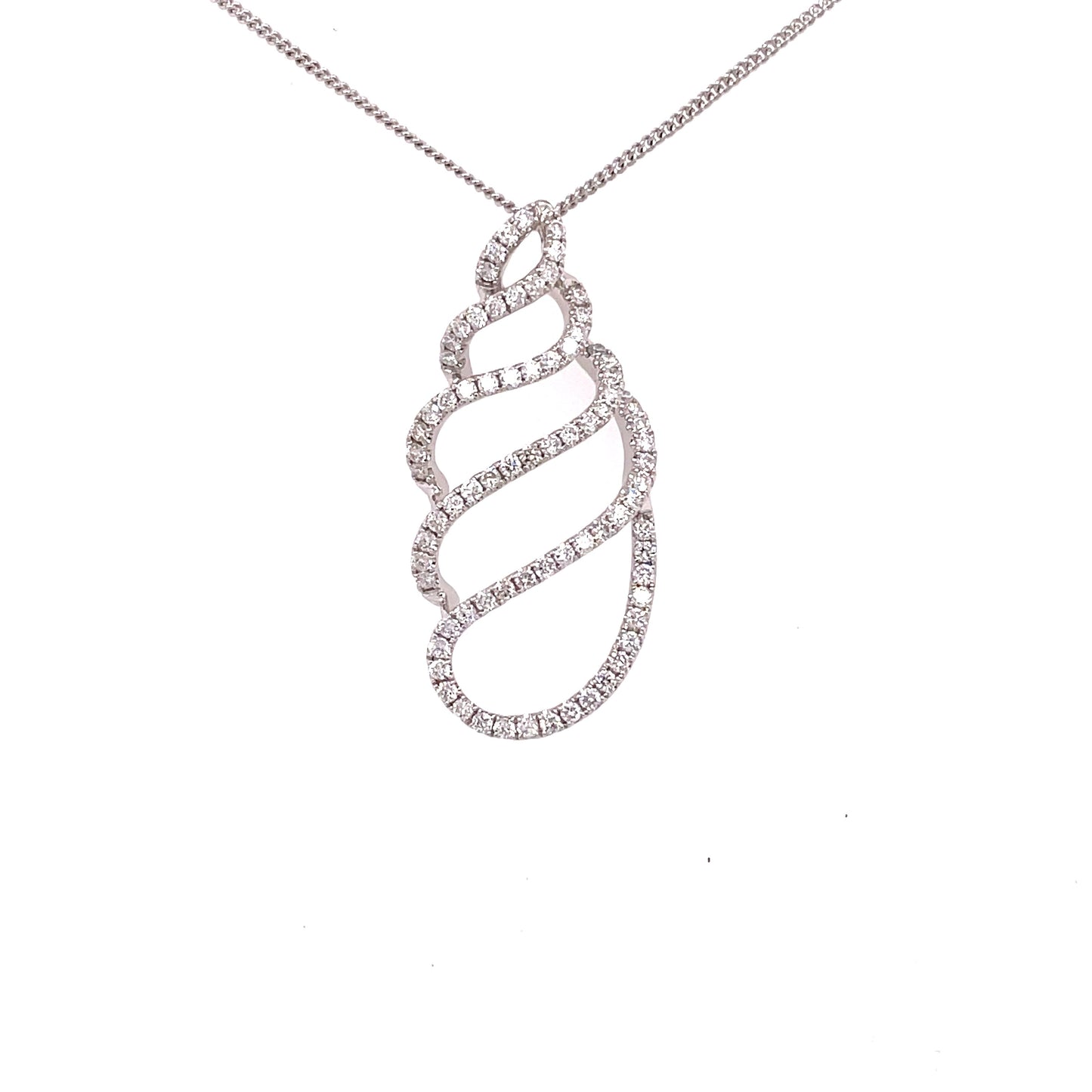 White Gold Swirl Diamond Set Pendant Gardiner Brothers