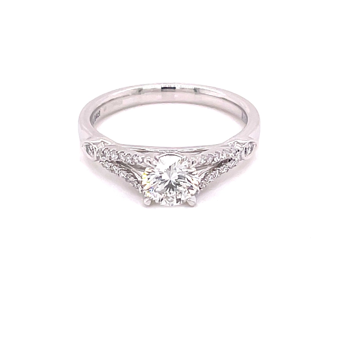 Aurora Cut Diamond Solitaire With Split Diamond Set Shoulders - 0.74cts Gardiner Brothers
