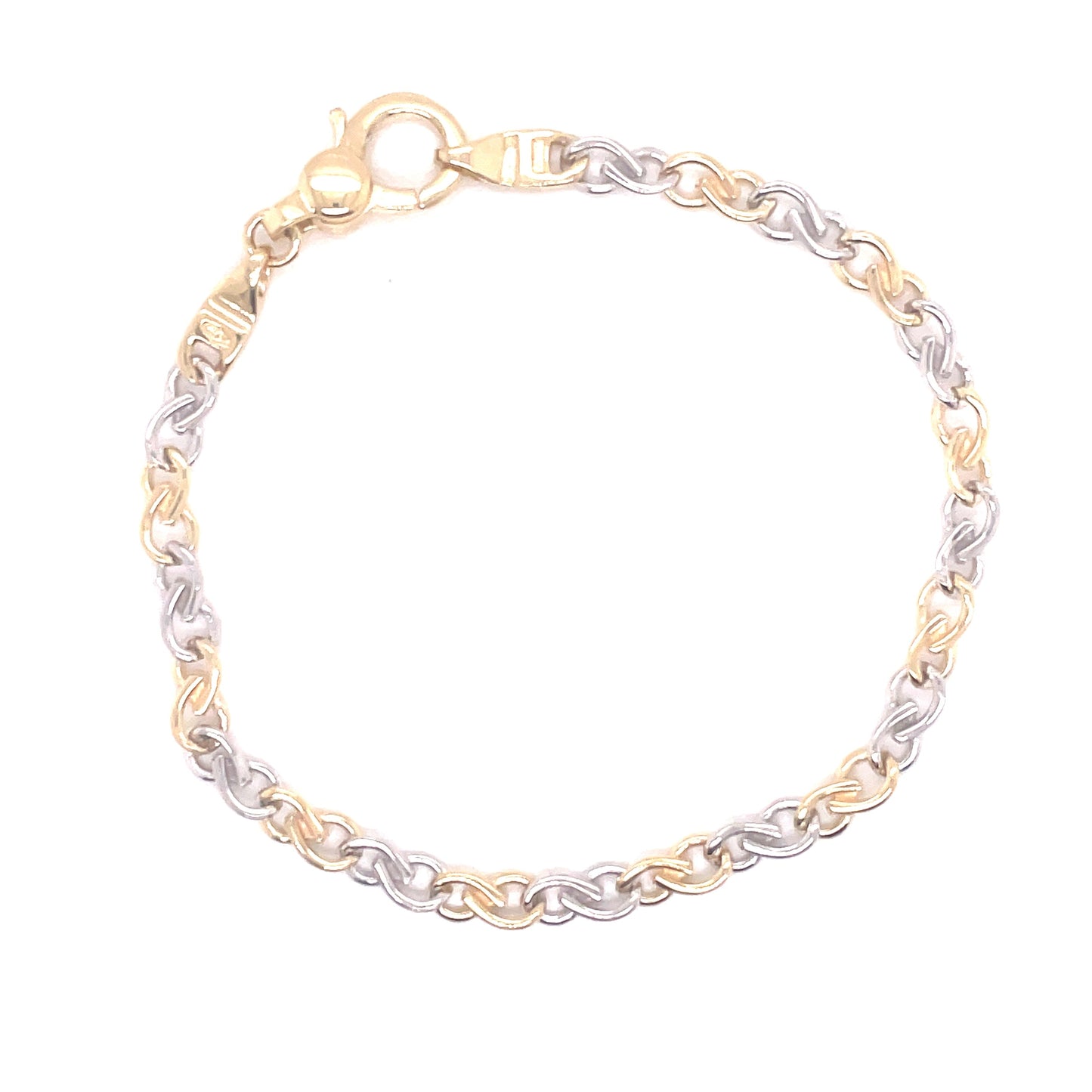 Yellow and White Gold Figure of 8 Style Bracelet Gardiner Brothers
