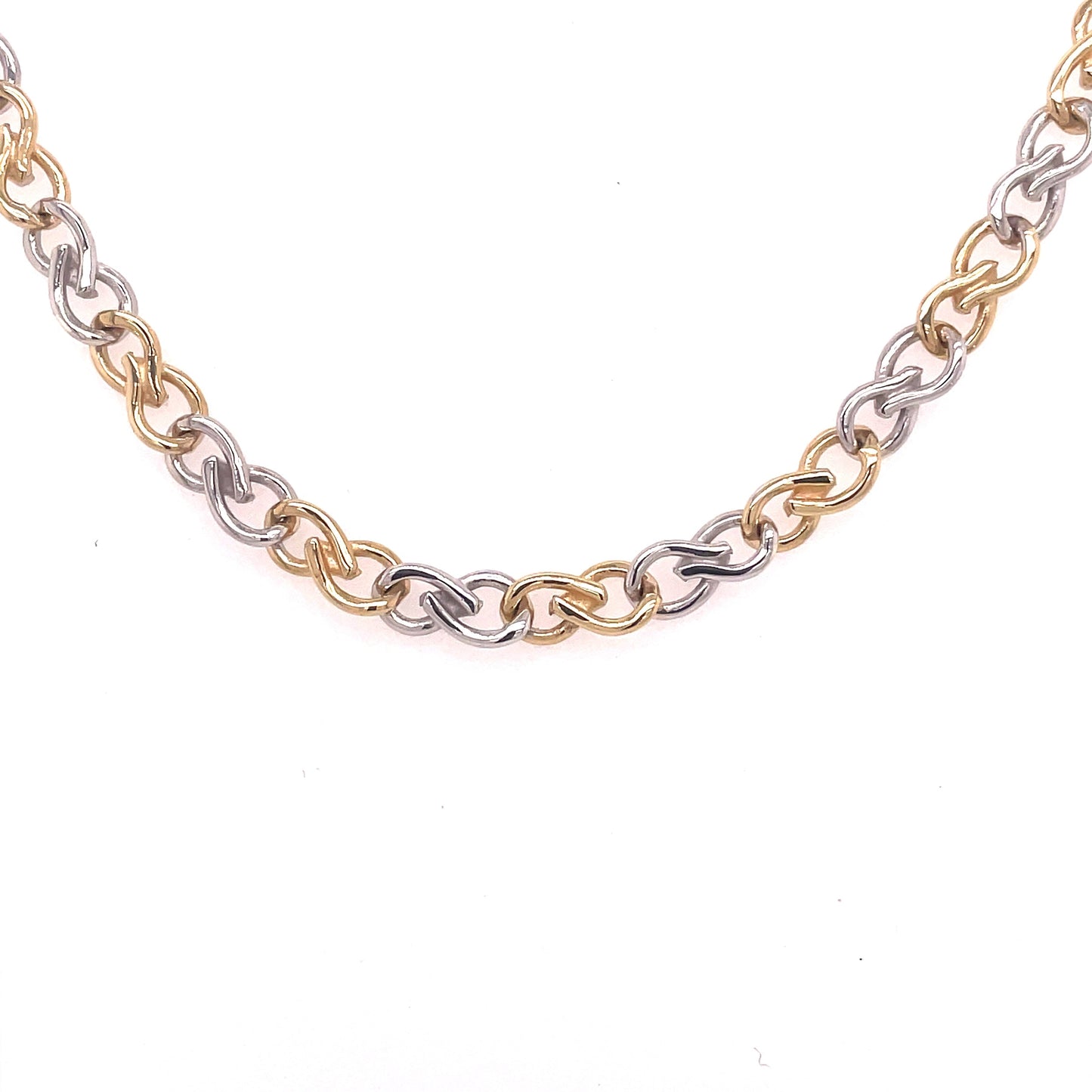 Yellow and White Gold Figure of 8 Style Necklace Gardiner Brothers