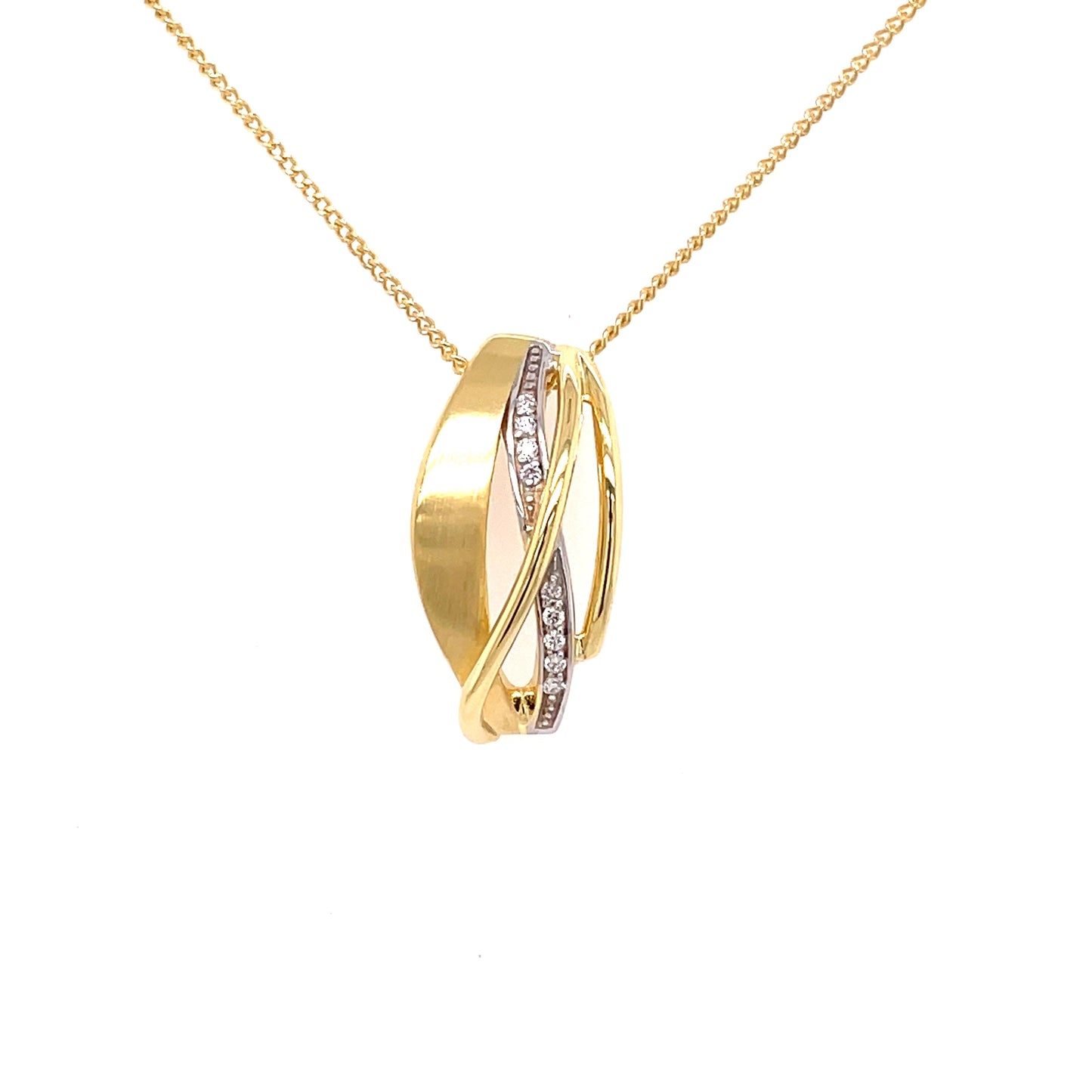 Yellow Gold and Diamond Swirl Style Pendant Gardiner Brothers