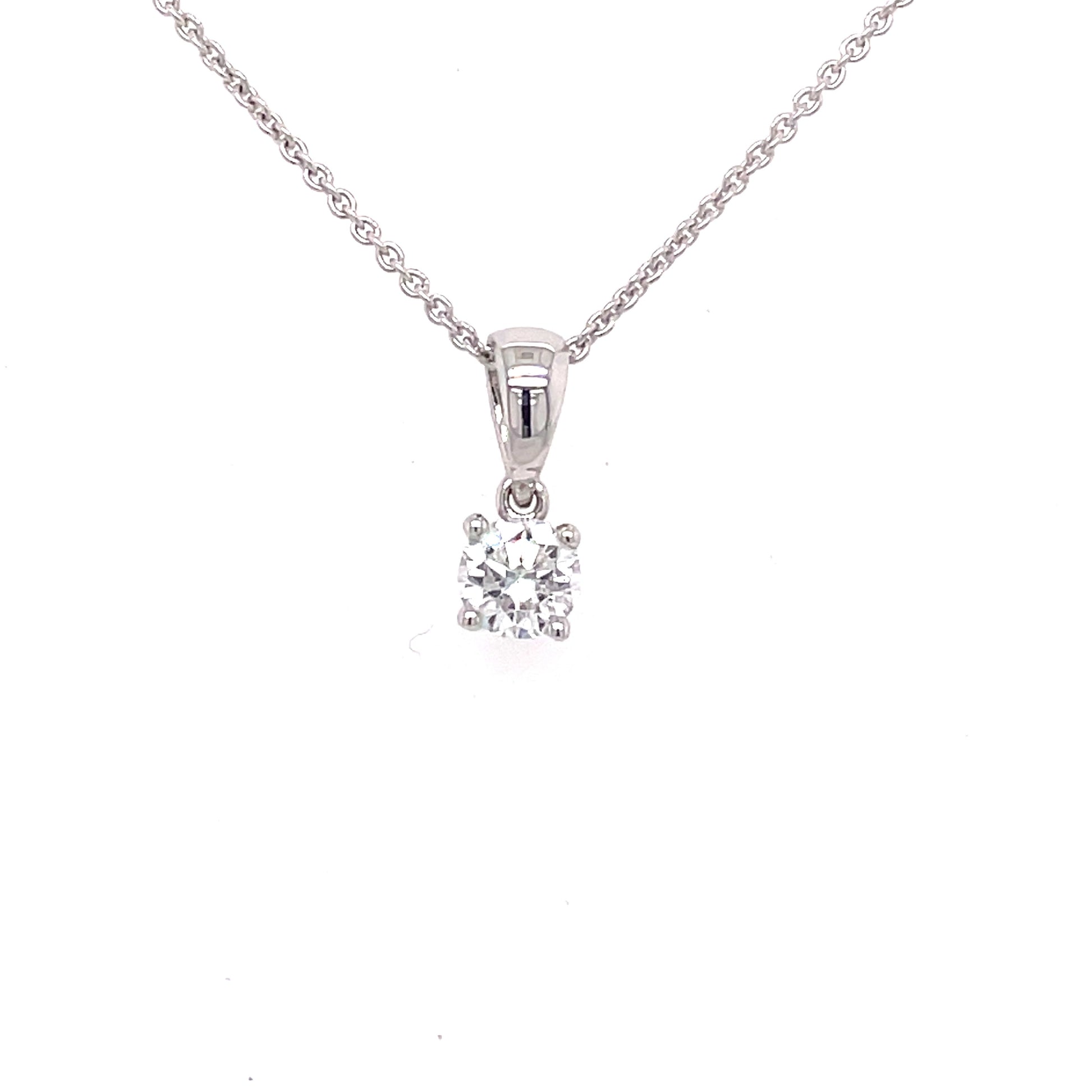 Round Brilliant Cut Diamond Solitaire Pendant - 0.26cts  Gardiner Brothers