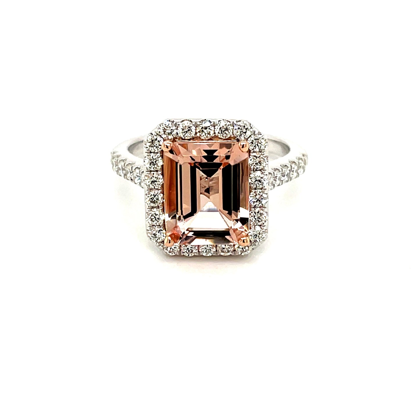 Morganite and Diamond Halo Style Ring Gardiner Brothers