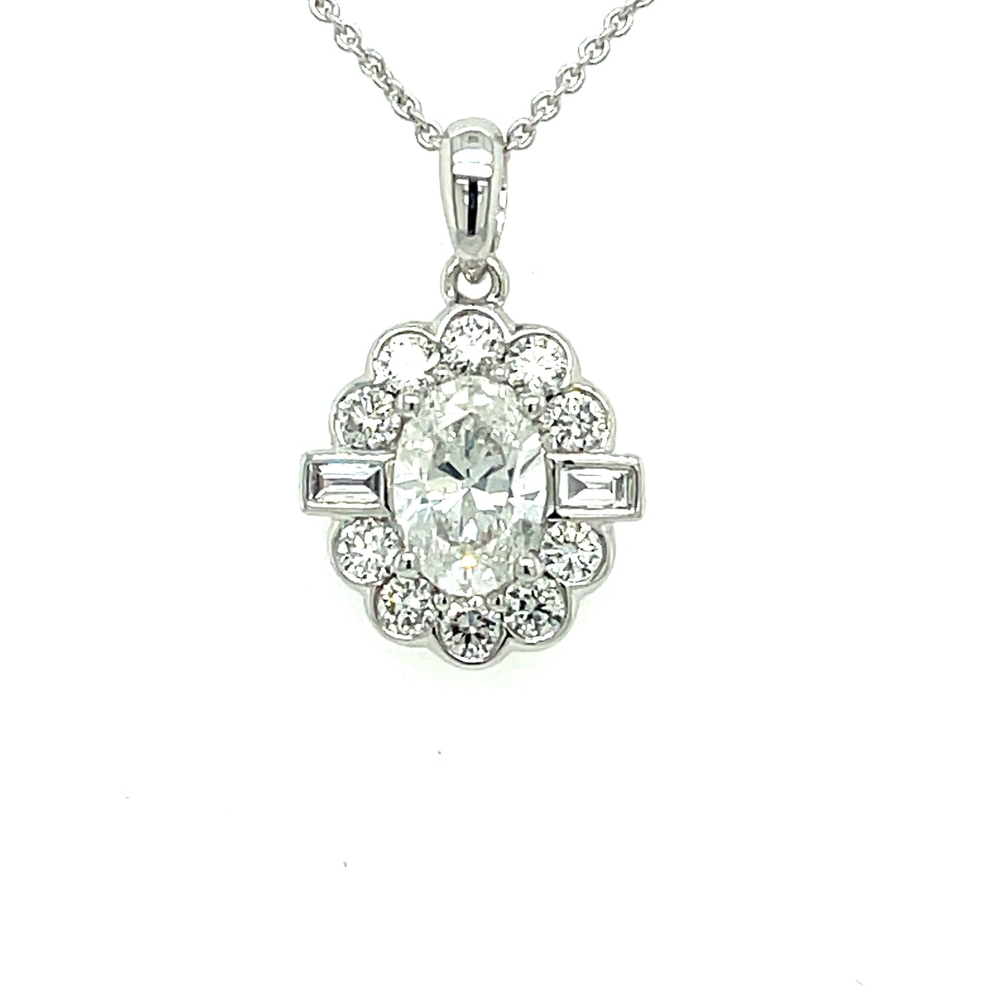 Oval Shaped Diamond Cluster Style Pendant - 1.12cts Gardiner Brothers