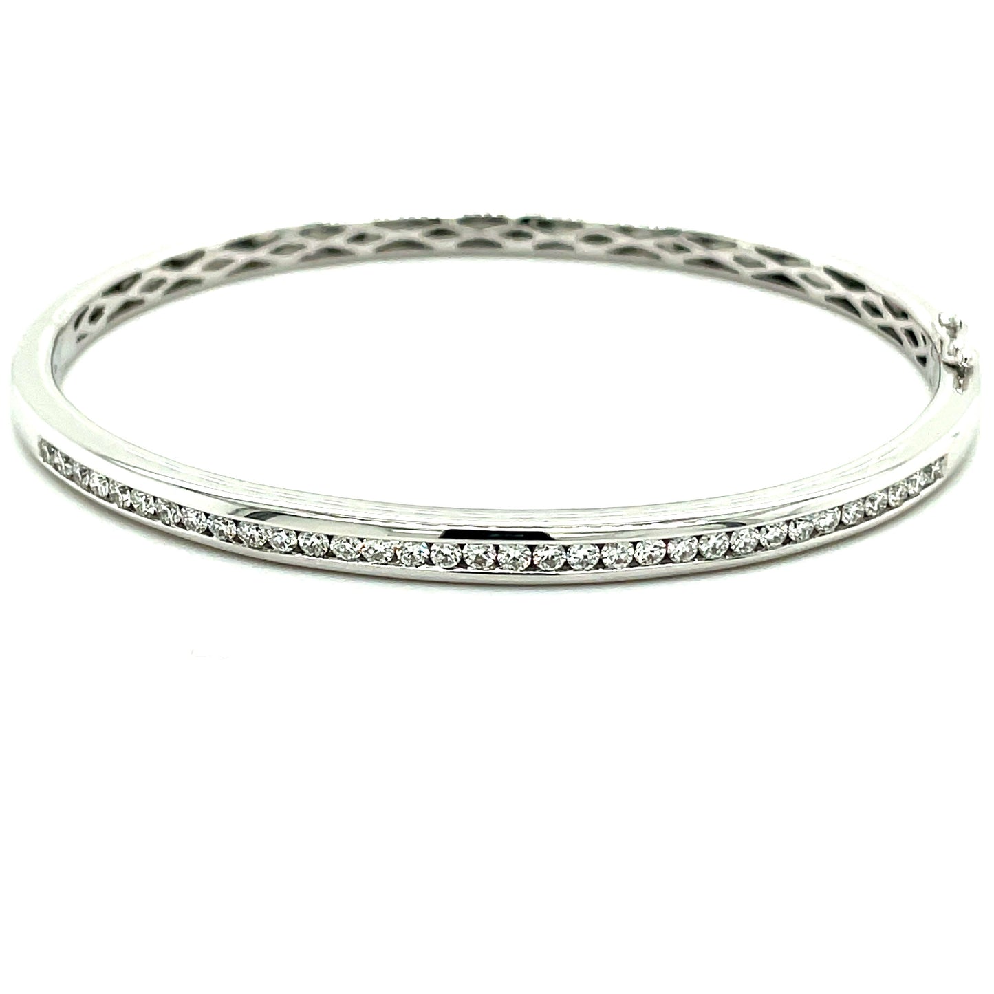White Gold Bangle, Set With Round Brilliant Cut Diamonds Gardiner Brothers