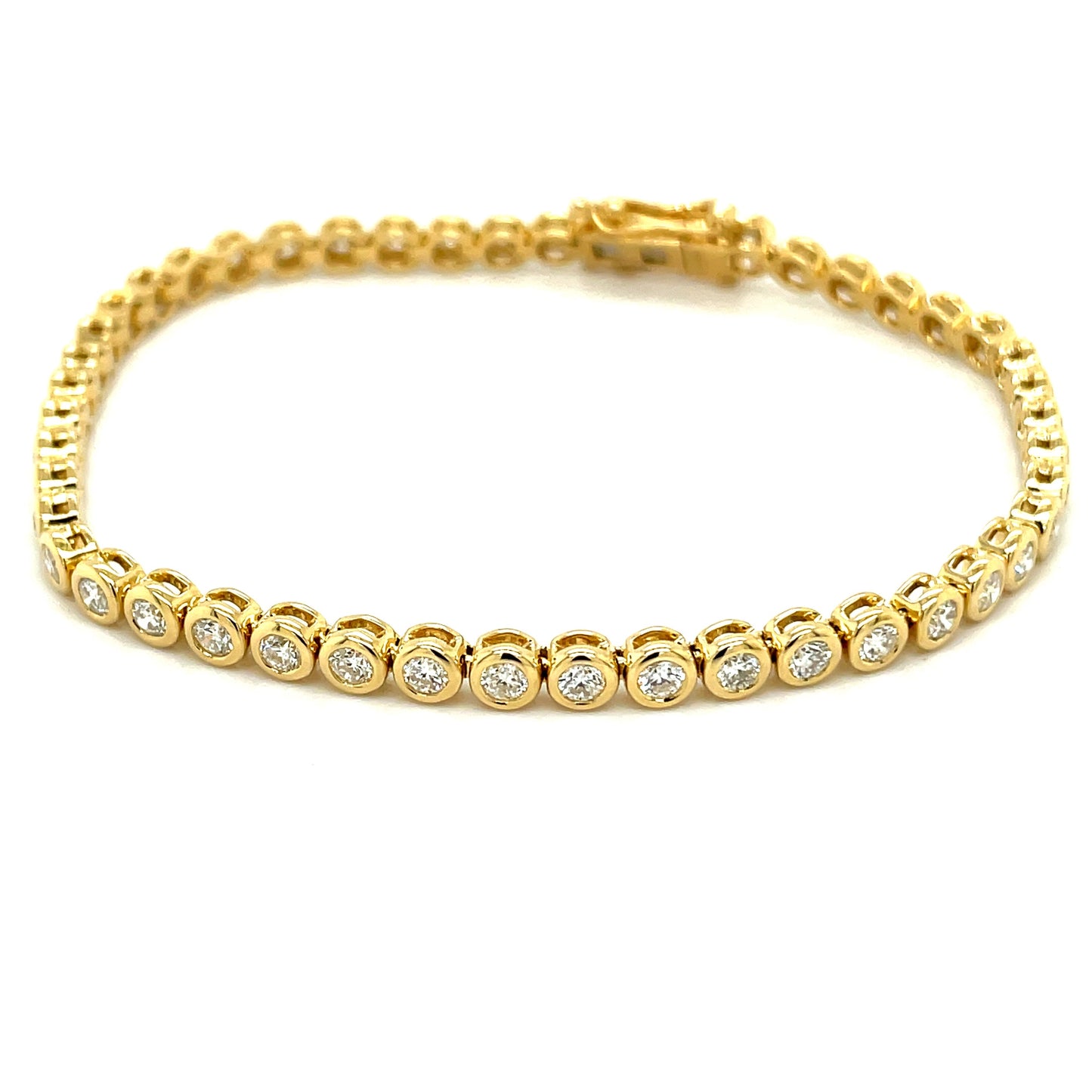 Round Brilliant Cut Diamond Rub-over Style Tennis Bracelet - 3.00cts Gardiner Brothers