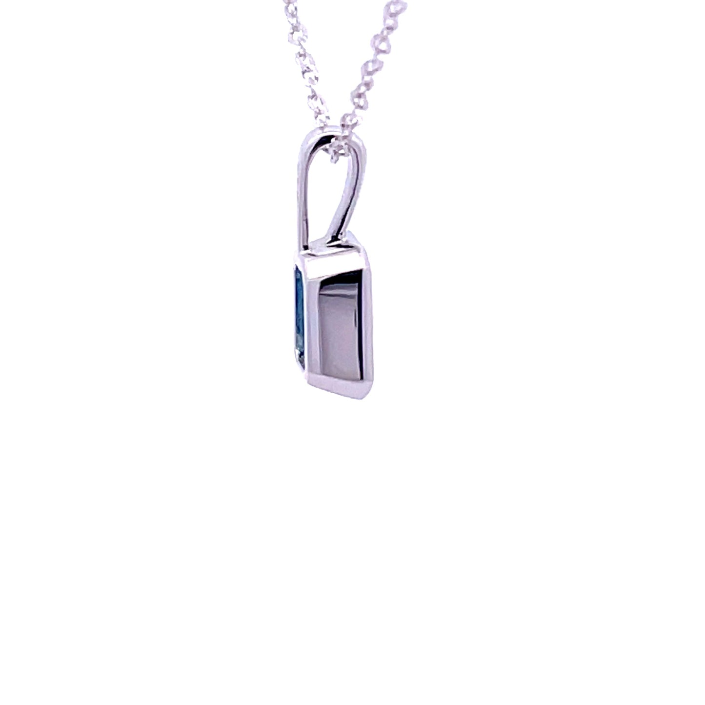 White Gold Octagonal London Blue Topaz Pendant Necklace Gardiner Brothers
