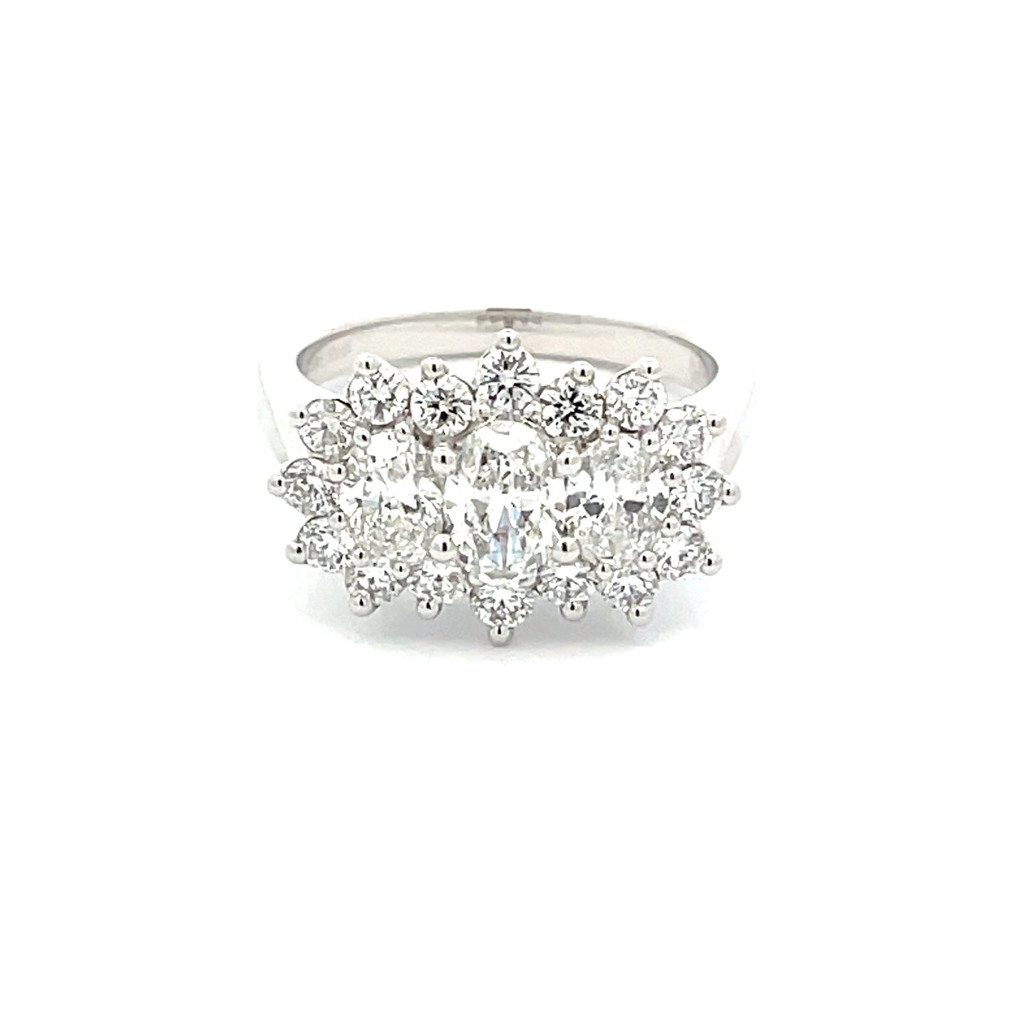 3 Oval Shaped Diamond Cluster Style Ring - 1.82cts Gardiner Brothers