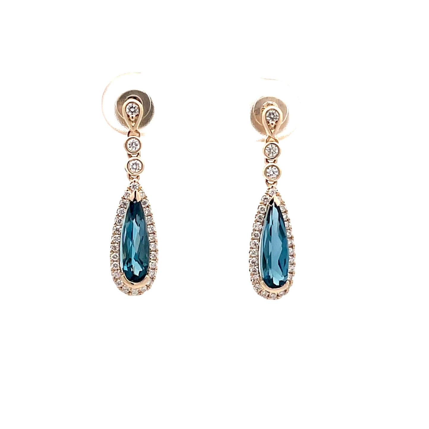 Yellow Gold London Blue Topaz Drop Earrings Gardiner Brothers