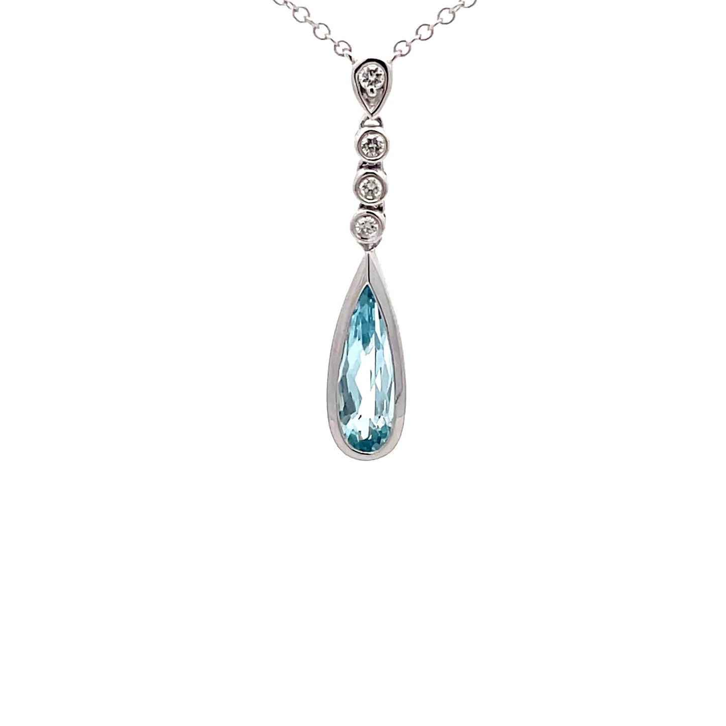 White Gold Diamond & Swiss Blue Topaz Necklace Gardiner Brothers