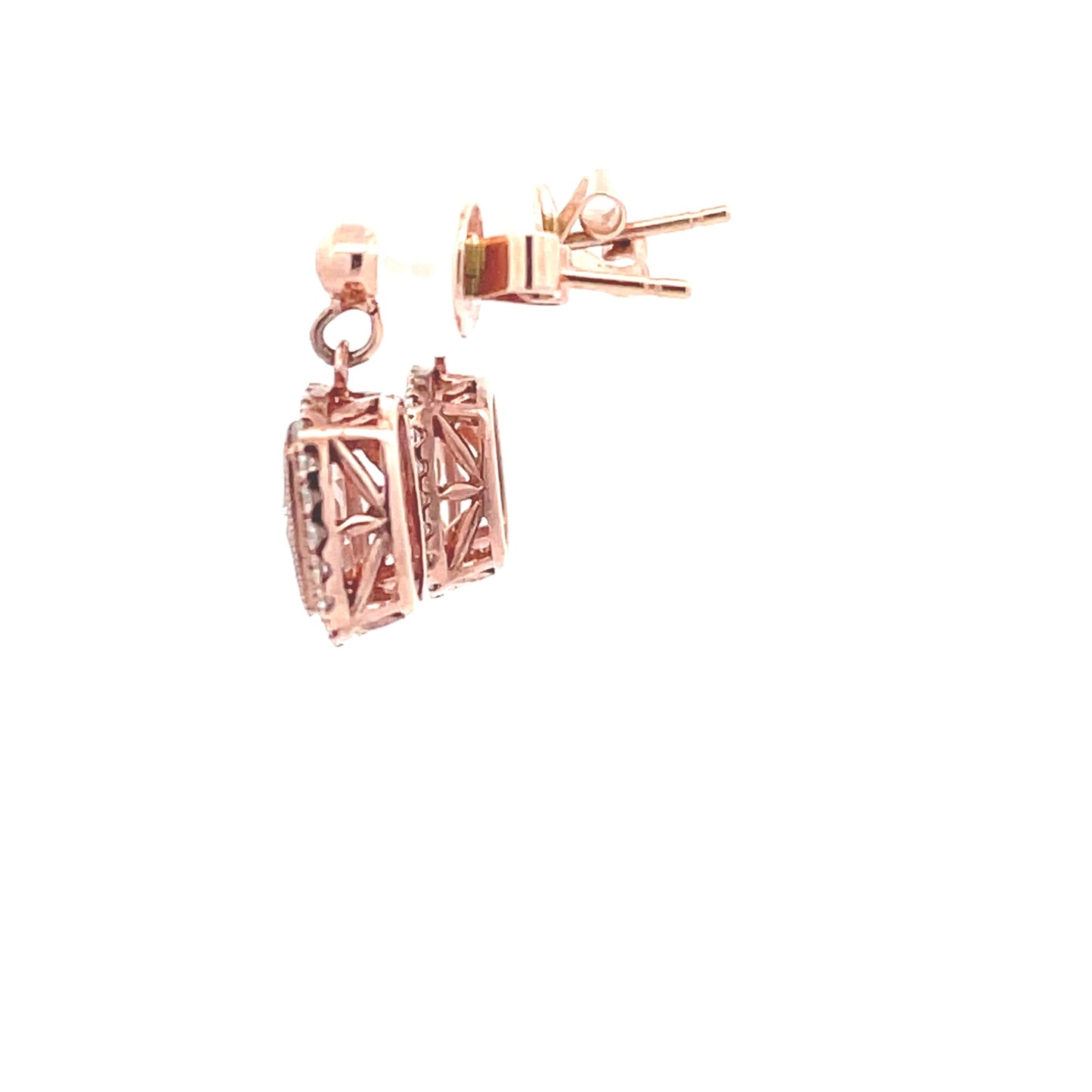 Rose Gold, Morganite and Diamond Halo Style Earrings Gardiner Brothers