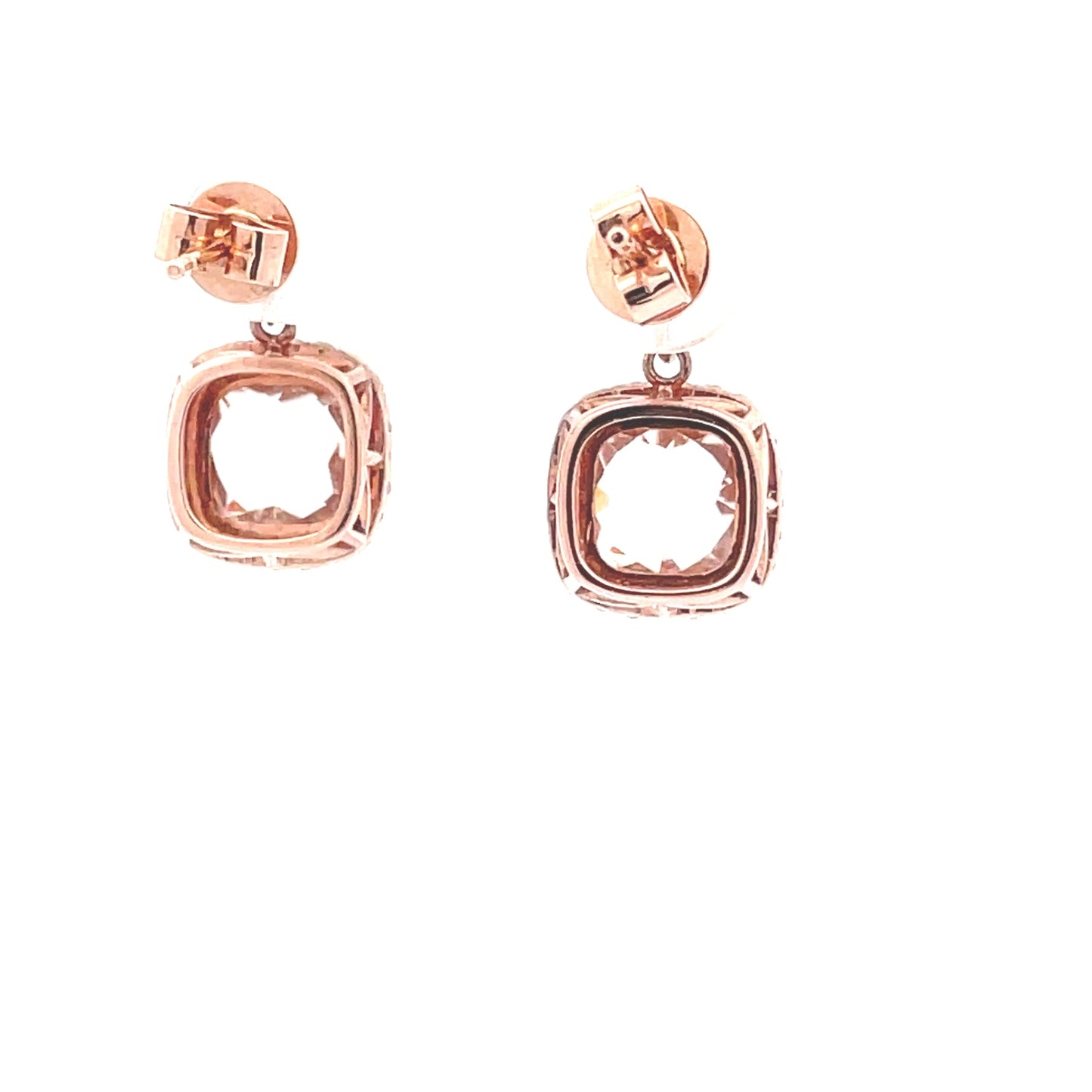 Rose Gold, Morganite and Diamond Halo Style Earrings Gardiner Brothers