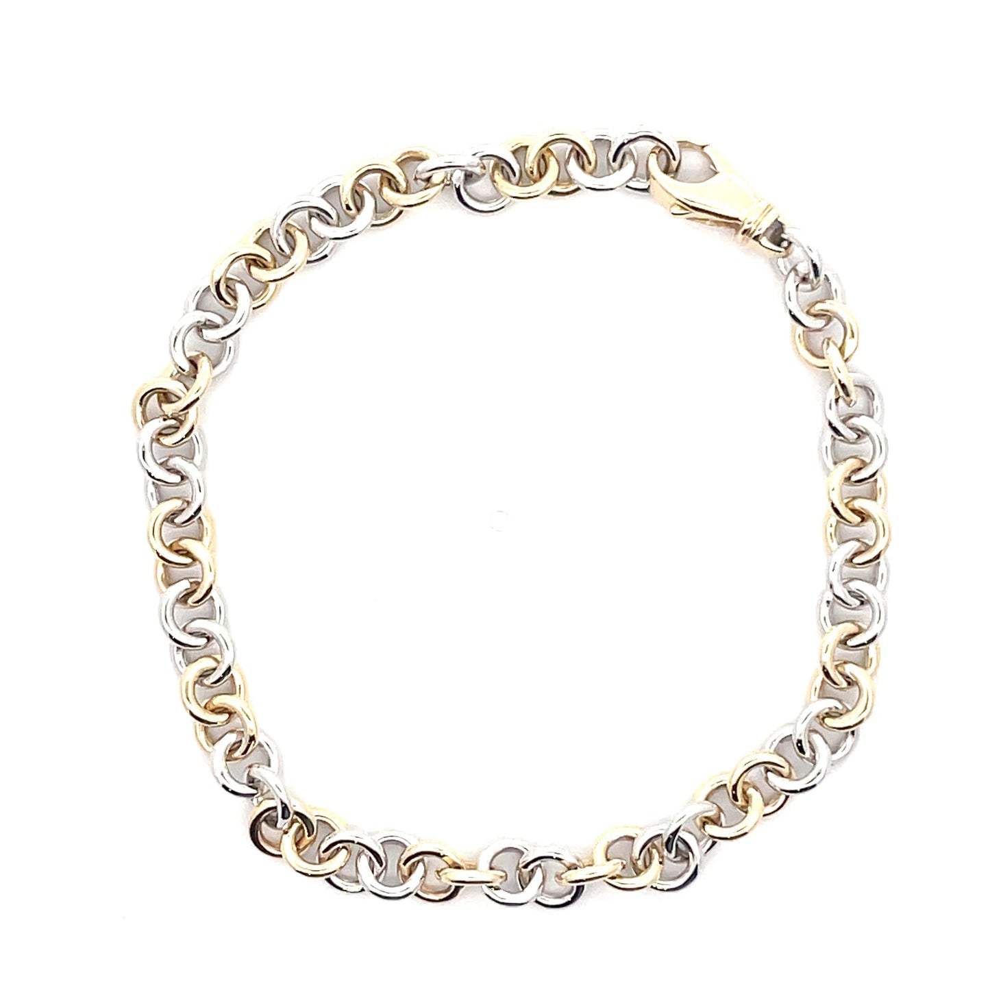 Yellow and White Gold Circular Link Bracelet Gardiner Brothers