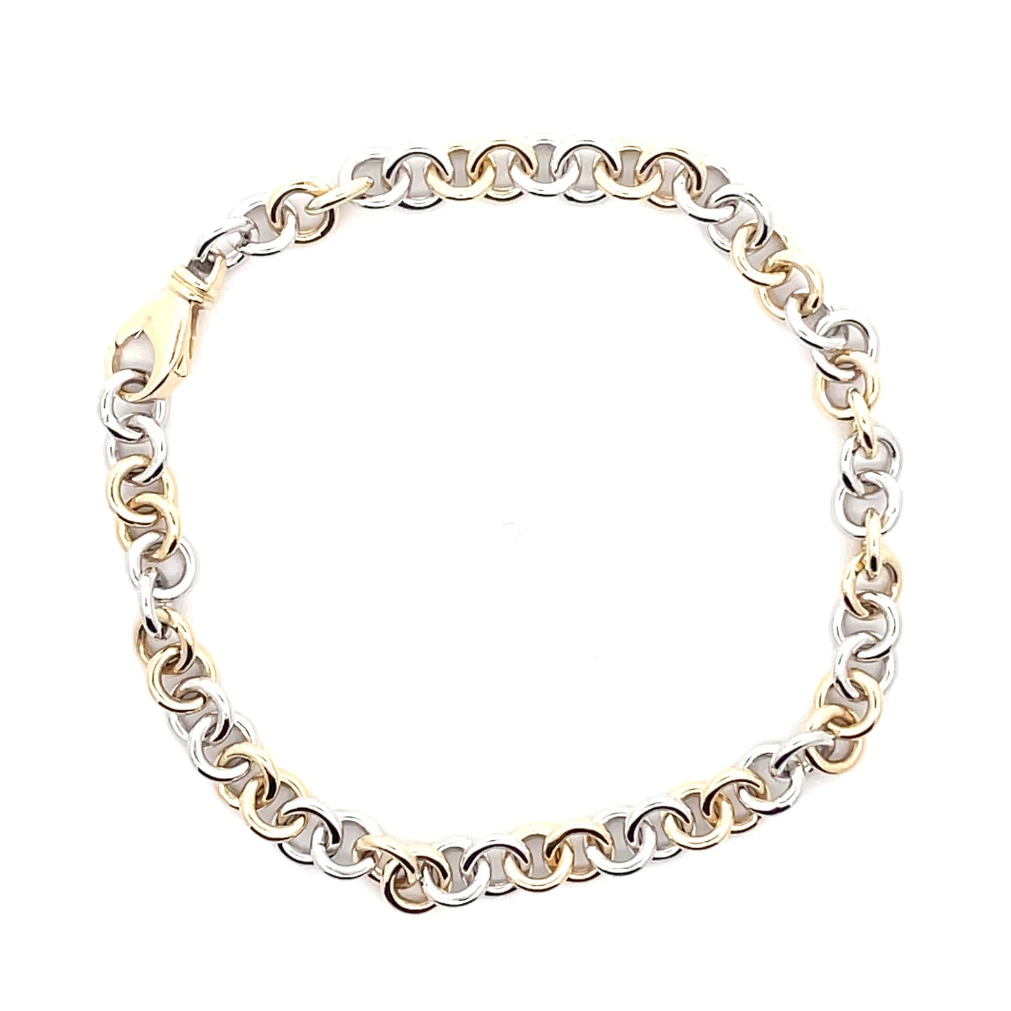 Yellow and White Gold Circular Link Bracelet Gardiner Brothers