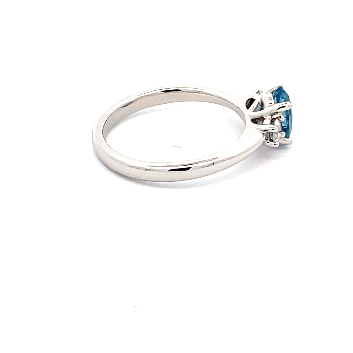 Aquamarine and Round Brilliant Cut Diamond 3 Stone Ring Gardiner Brothers