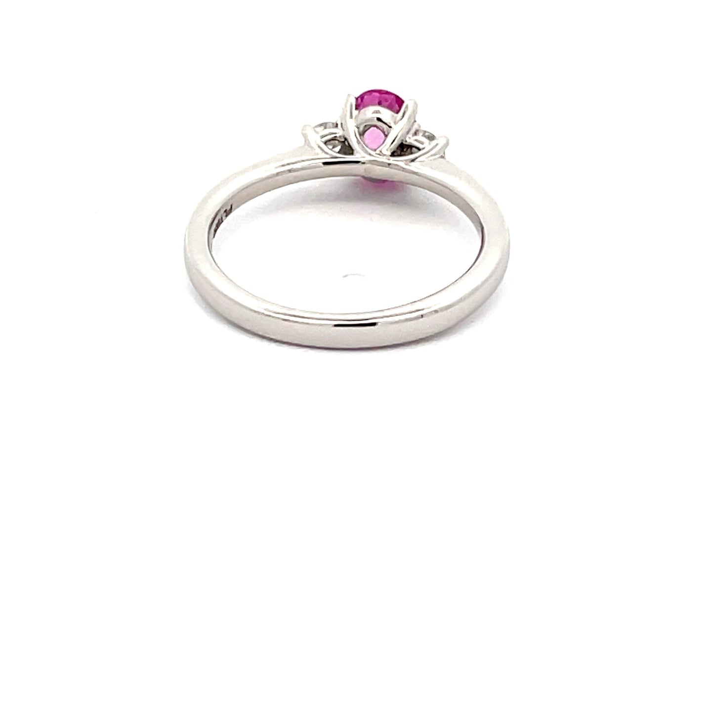Pink Sapphire and Round Brilliant Cut Diamond 3 Stone Ring Gardiner Brothers