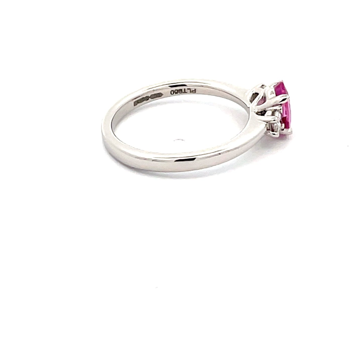 Pink Sapphire and Round Brilliant Cut Diamond 3 Stone Ring Gardiner Brothers
