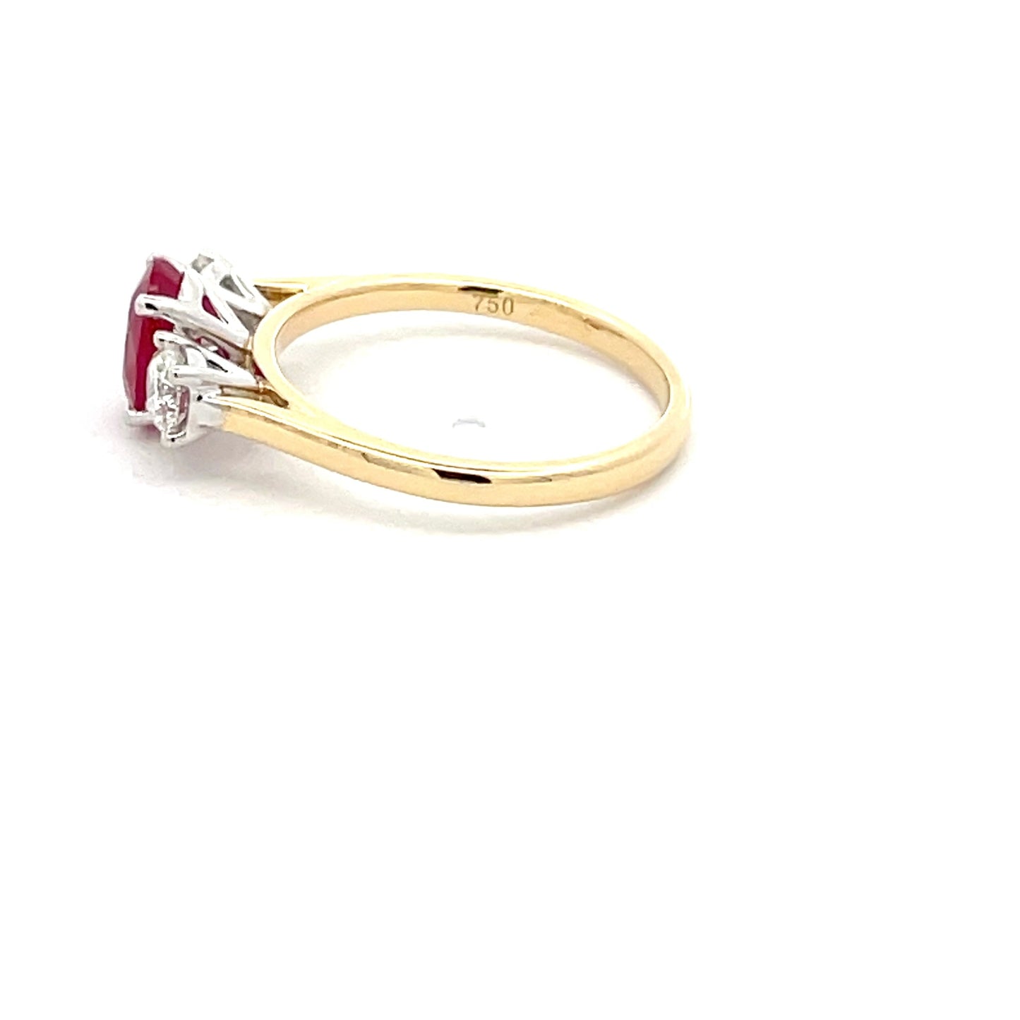 Ruby and Round Brilliant Cut Diamond 3 Stone Ring Gardiner Brothers