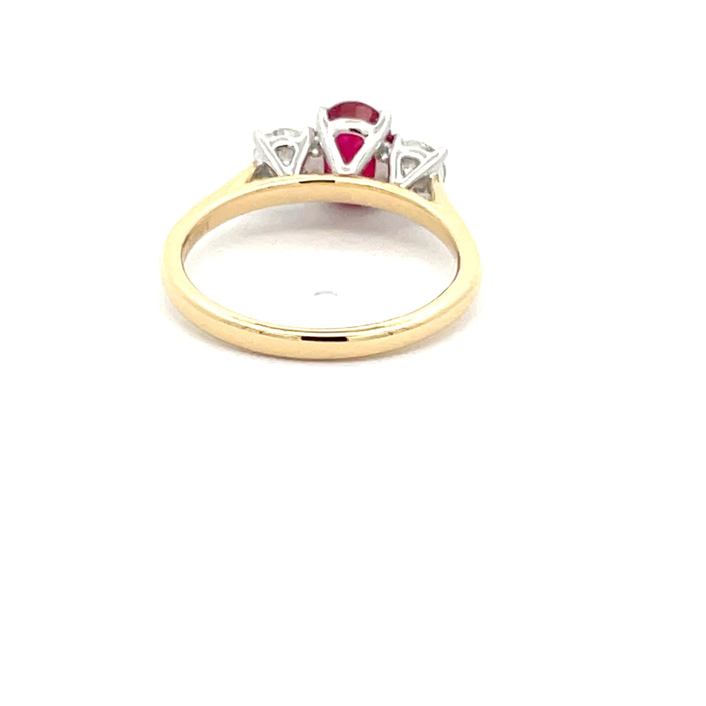 Ruby and Round Brilliant Cut Diamond 3 Stone Ring Gardiner Brothers