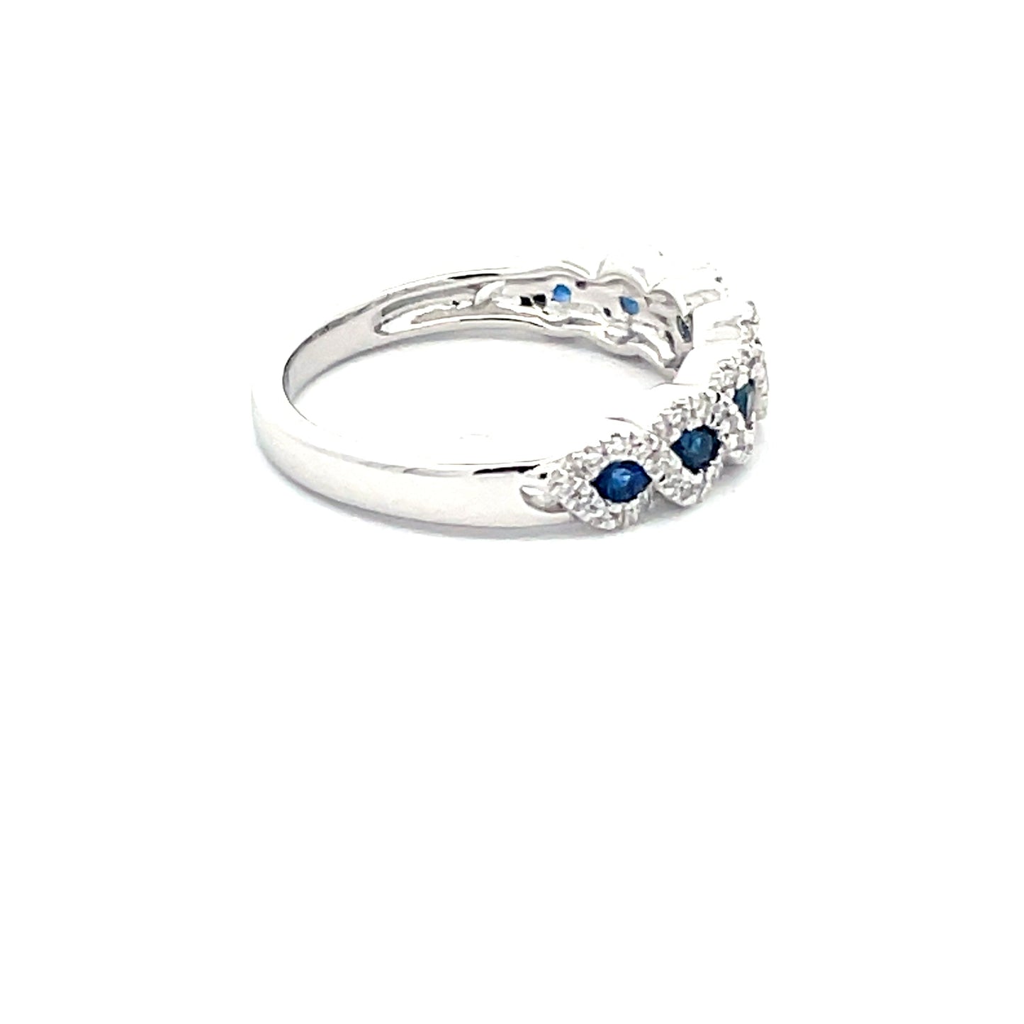 Sapphire and Round Brilliant Cut Diamond Halo Style Dress Ring Gardiner Brothers