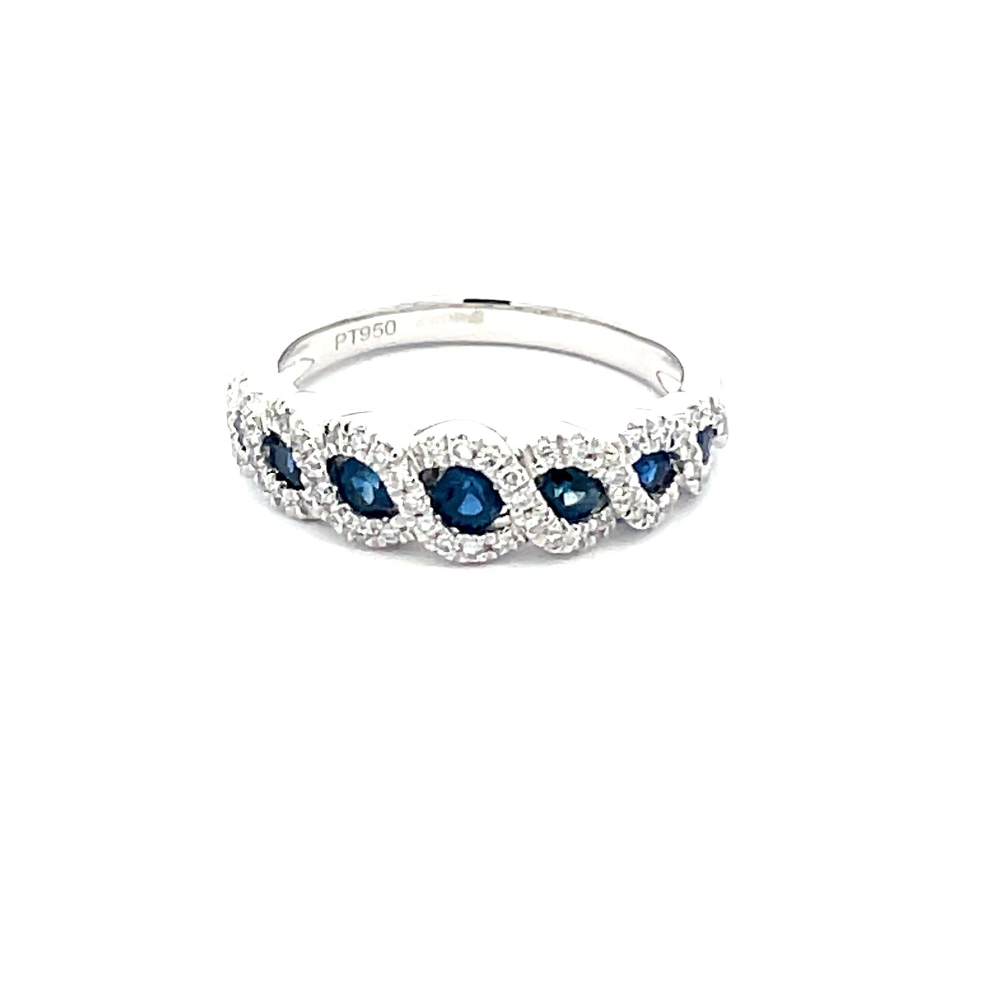 Sapphire and Round Brilliant Cut Diamond Halo Style Dress Ring Gardiner Brothers