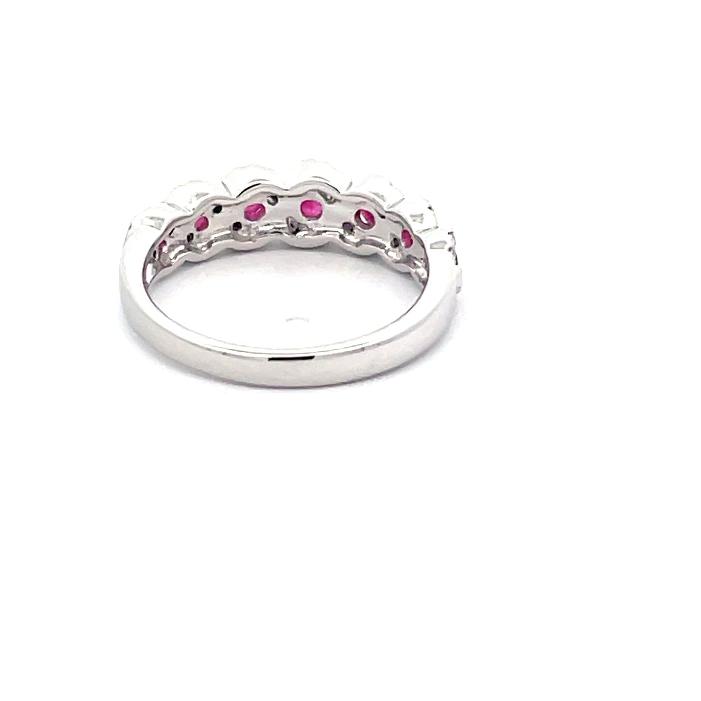Ruby and Round Brilliant Cut Diamond Halo Style Dress Ring Gardiner Brothers