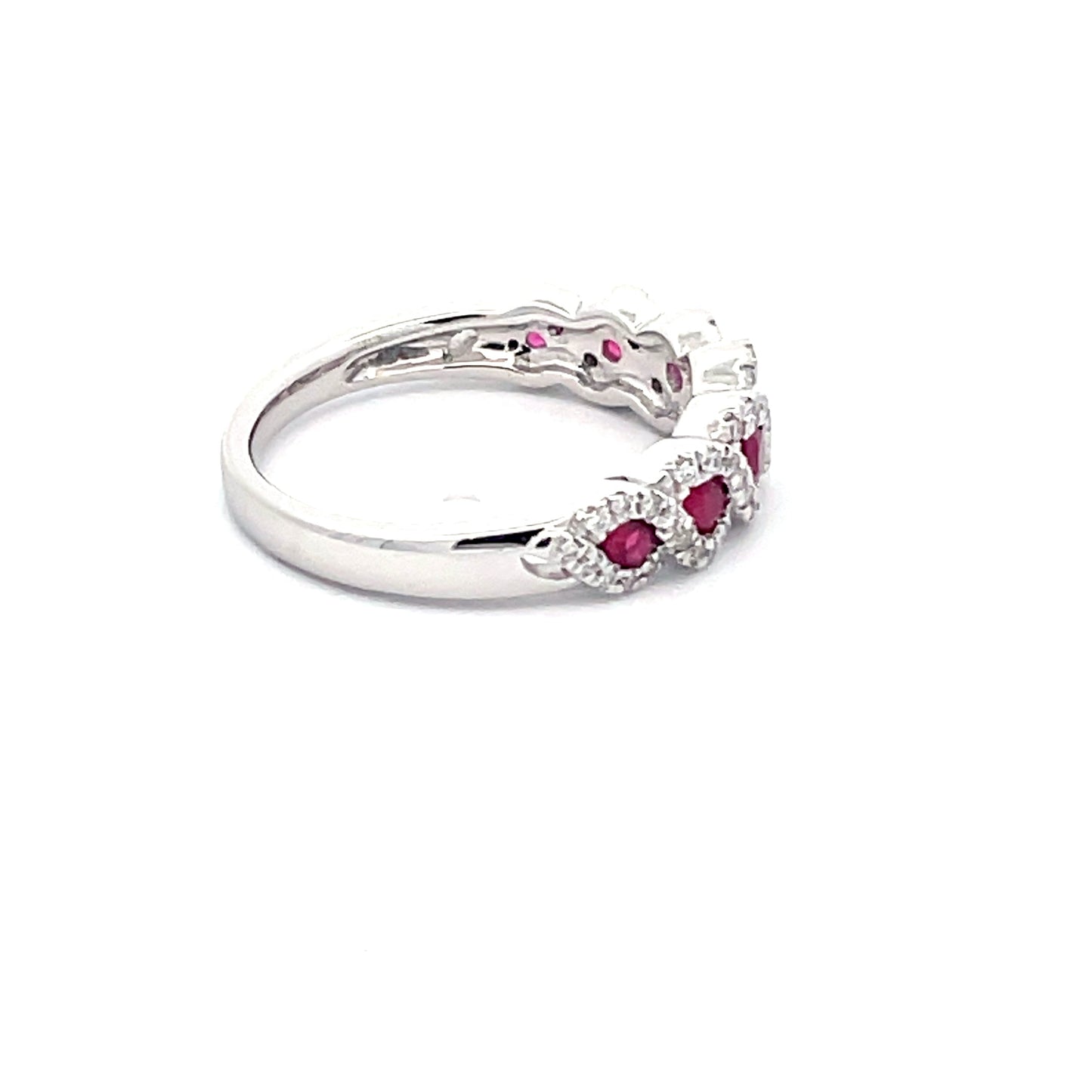 Ruby and Round Brilliant Cut Diamond Halo Style Dress Ring Gardiner Brothers