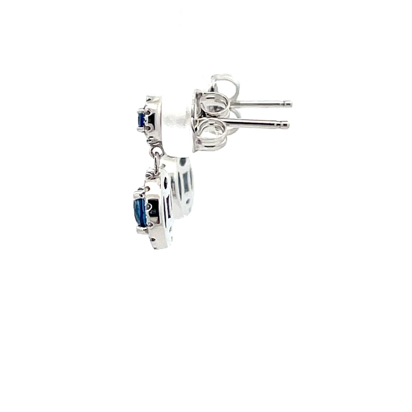 Sapphire and diamond drop halo style earrings Gardiner Brothers