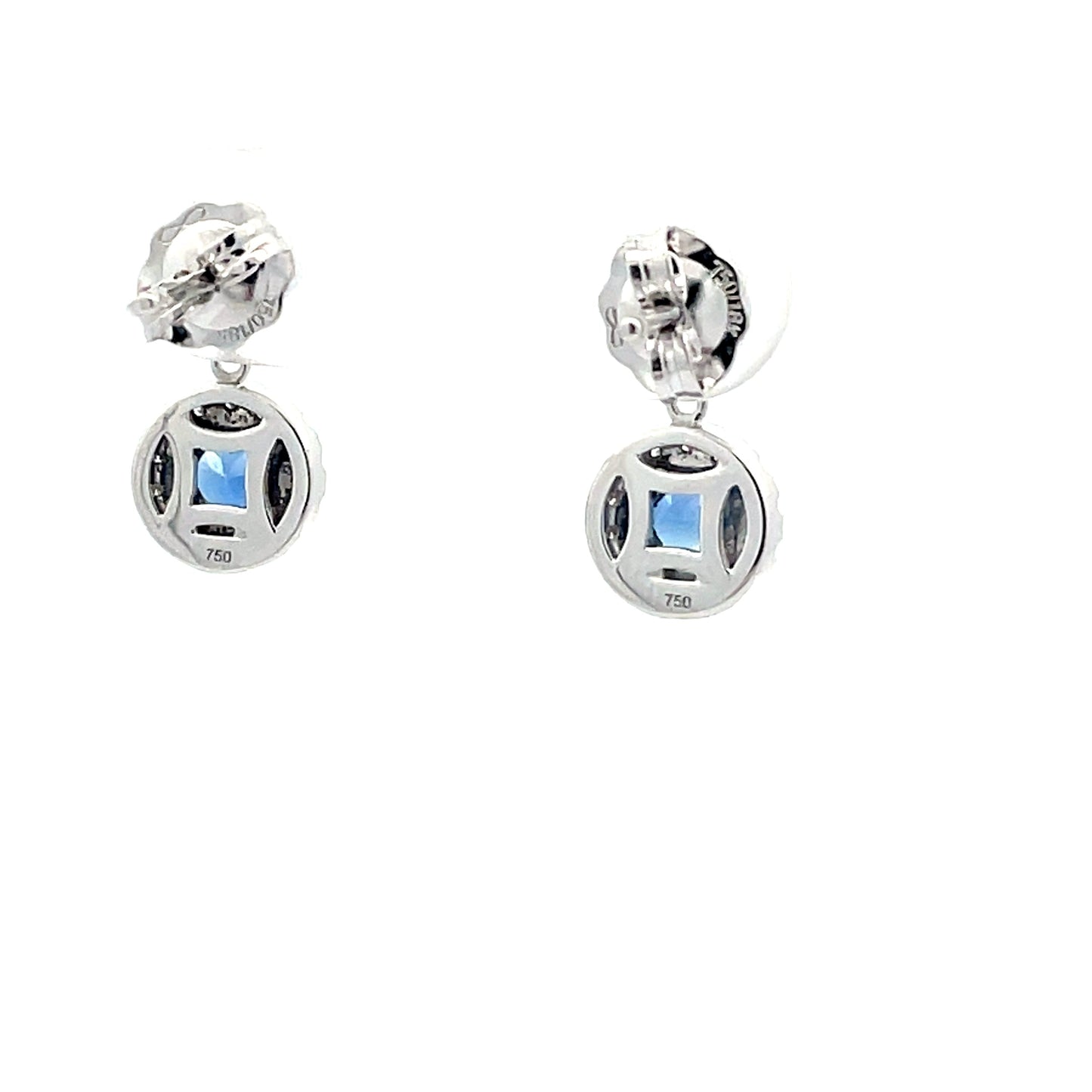 Sapphire and diamond drop halo style earrings Gardiner Brothers
