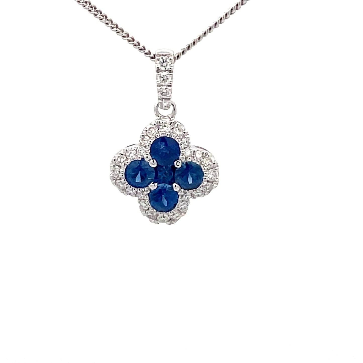 Sapphire and diamond Flower Shaped Pendant Gardiner Brothers