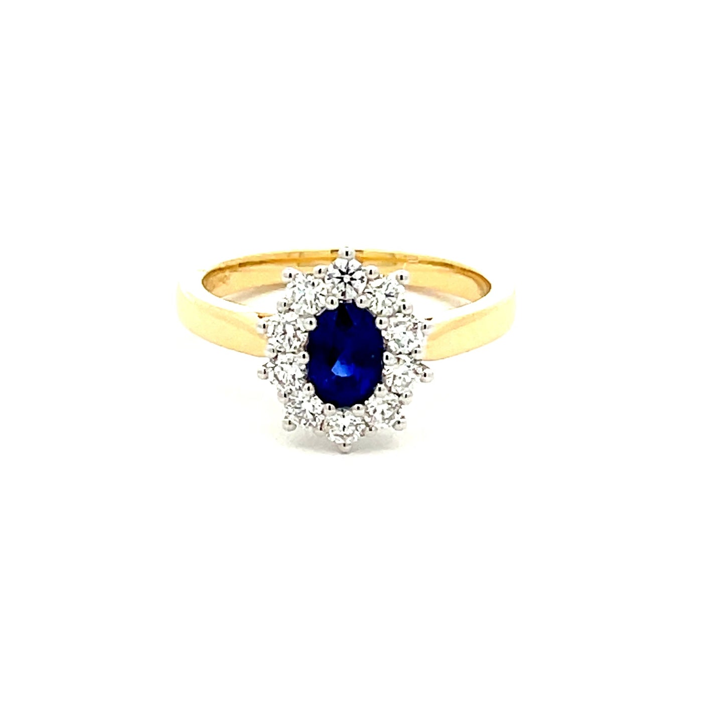 Sapphire and round Brilliant cut Diamond Cluster Ring Gardiner Brothers