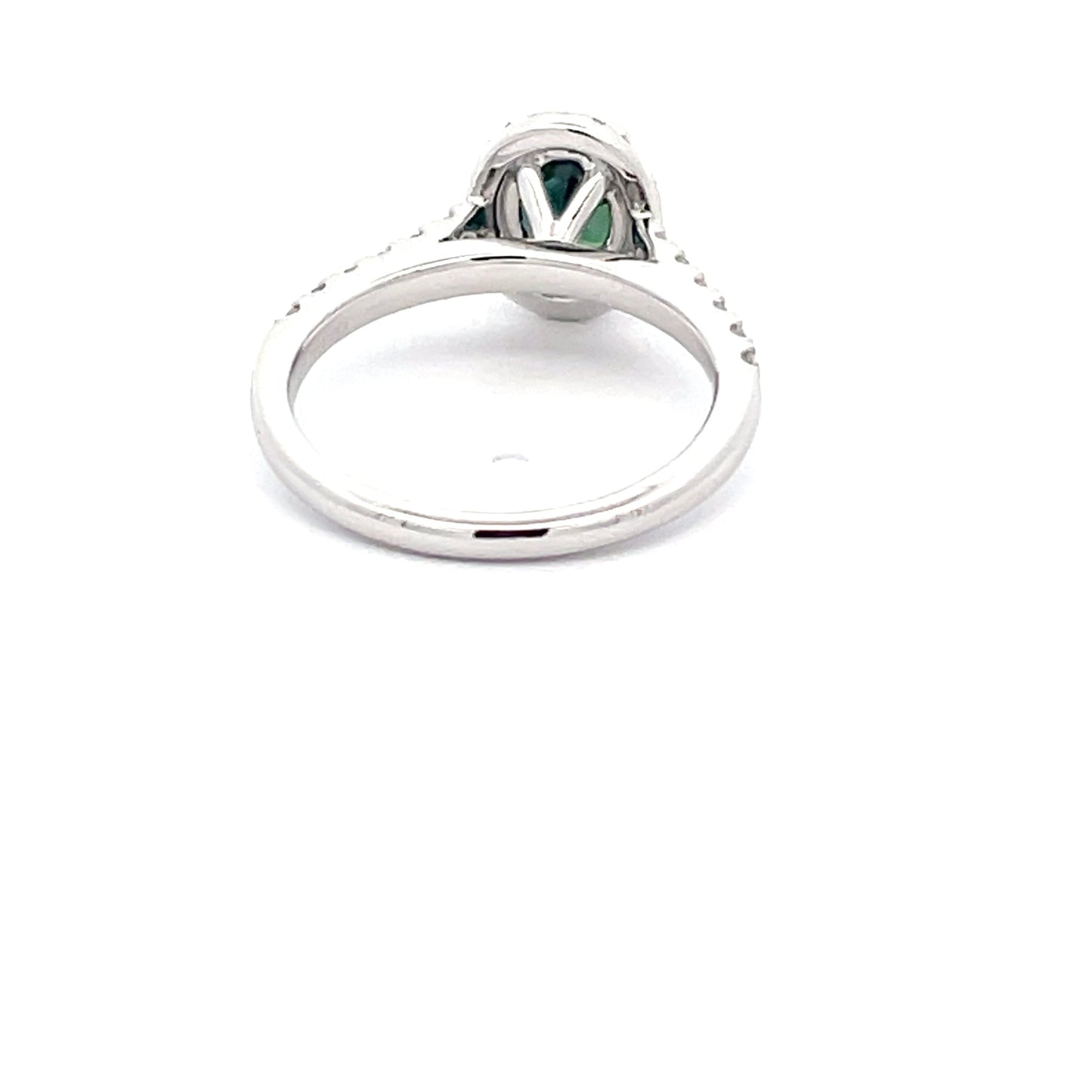 Teal Sapphire and Diamond Halo style Ring Gardiner Brothers