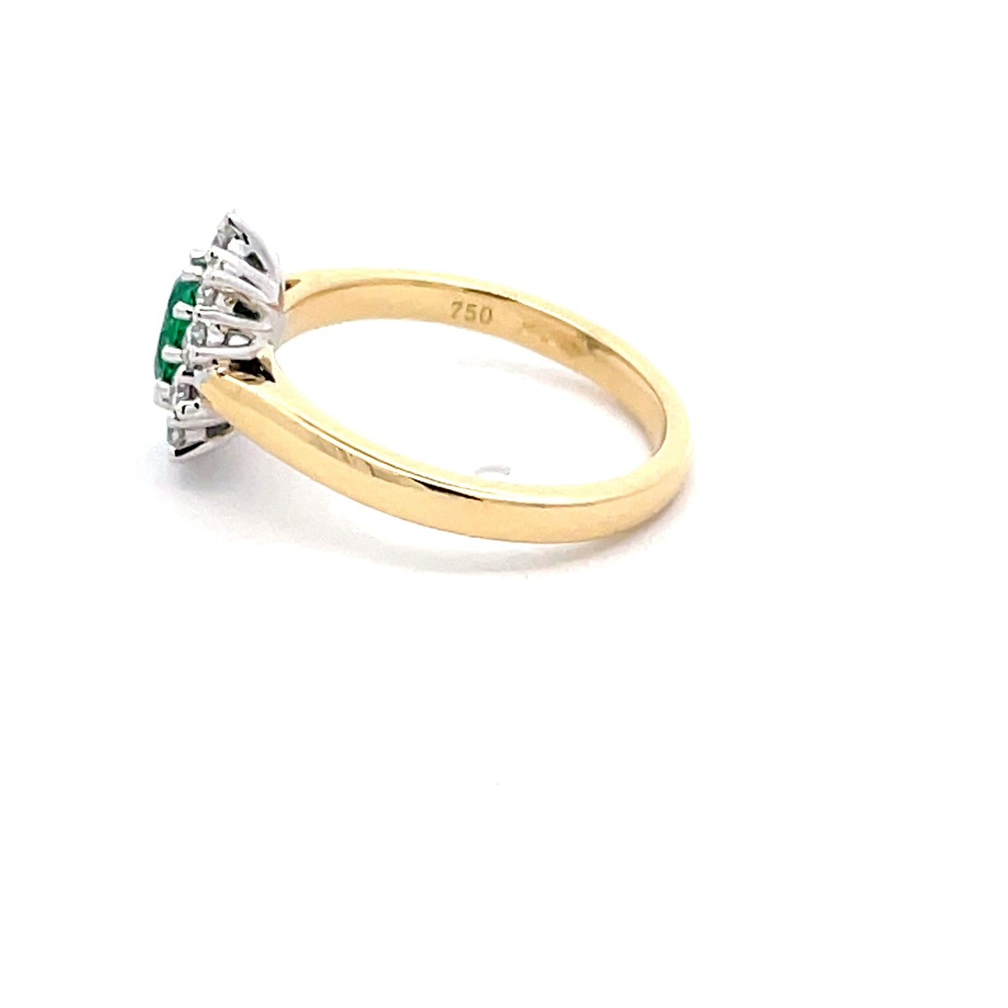Emerald AND ROUND BRILLIANT CUT DIAMOND CLUSTER STYLE RING Gardiner Brothers