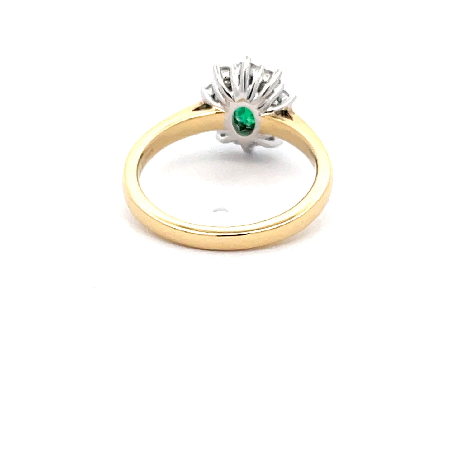 Emerald AND ROUND BRILLIANT CUT DIAMOND CLUSTER STYLE RING Gardiner Brothers