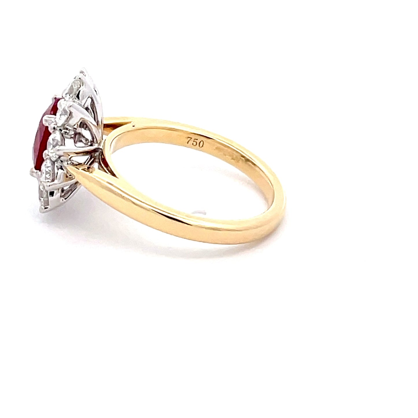 Ruby AND ROUND BRILLIANT CUT DIAMOND CLUSTER STYLE RING Gardiner Brothers