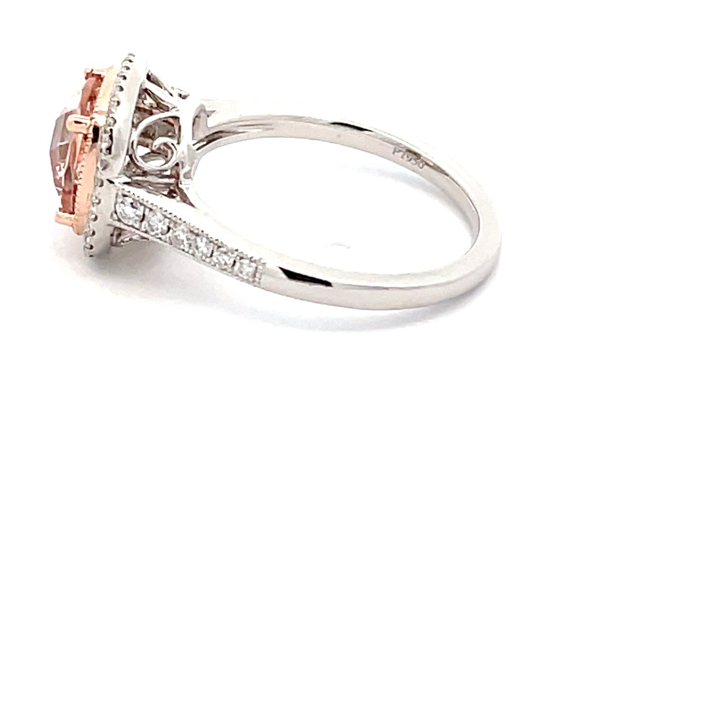 Morganite and Round Brilliant cut Diamond Halo Style Ring Gardiner Brothers