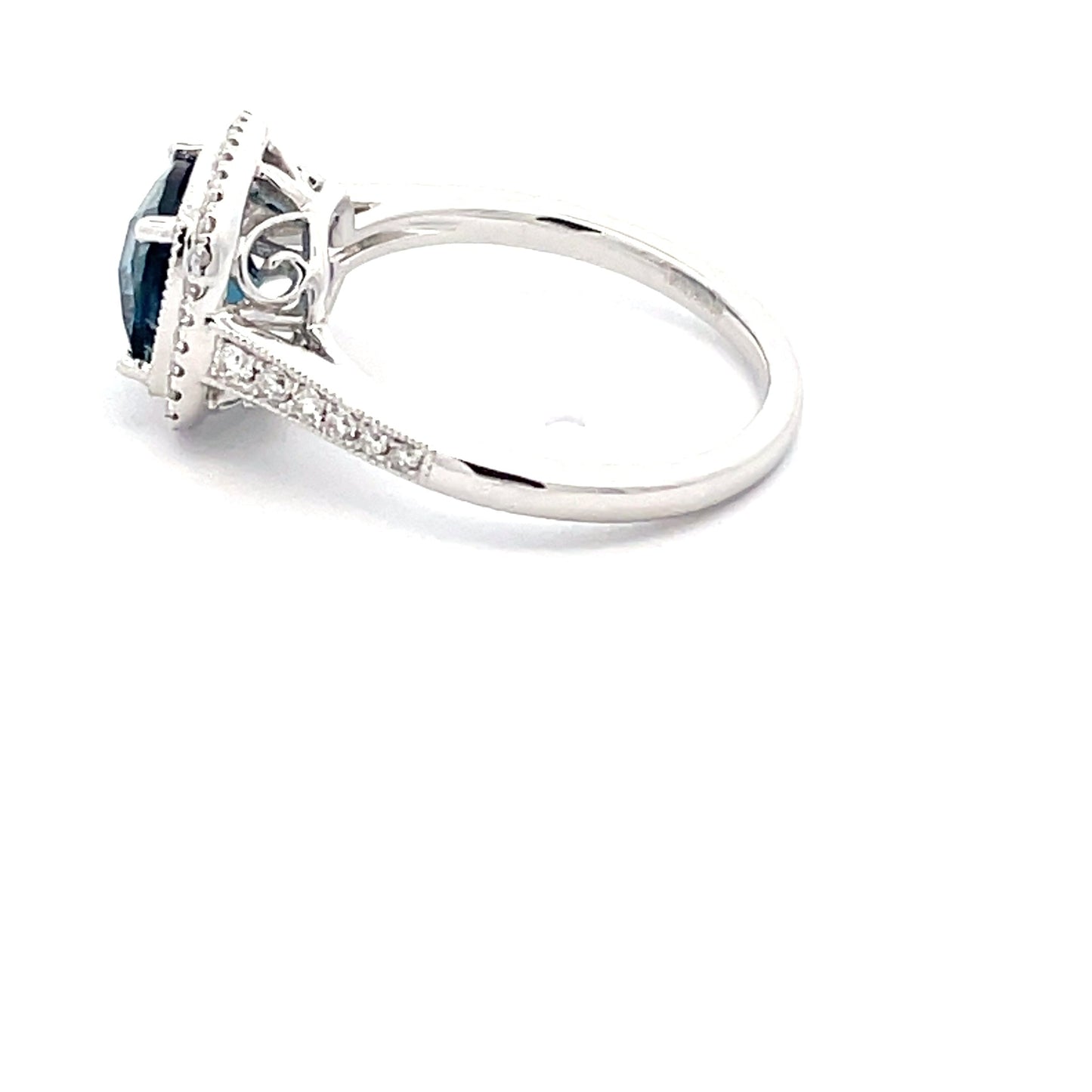 London Blue Topaz and Diamond halo Style Ring Gardiner Brothers