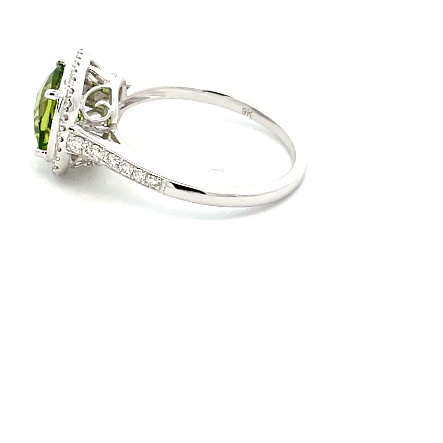 Peridot and Diamond halo Style Ring Gardiner Brothers