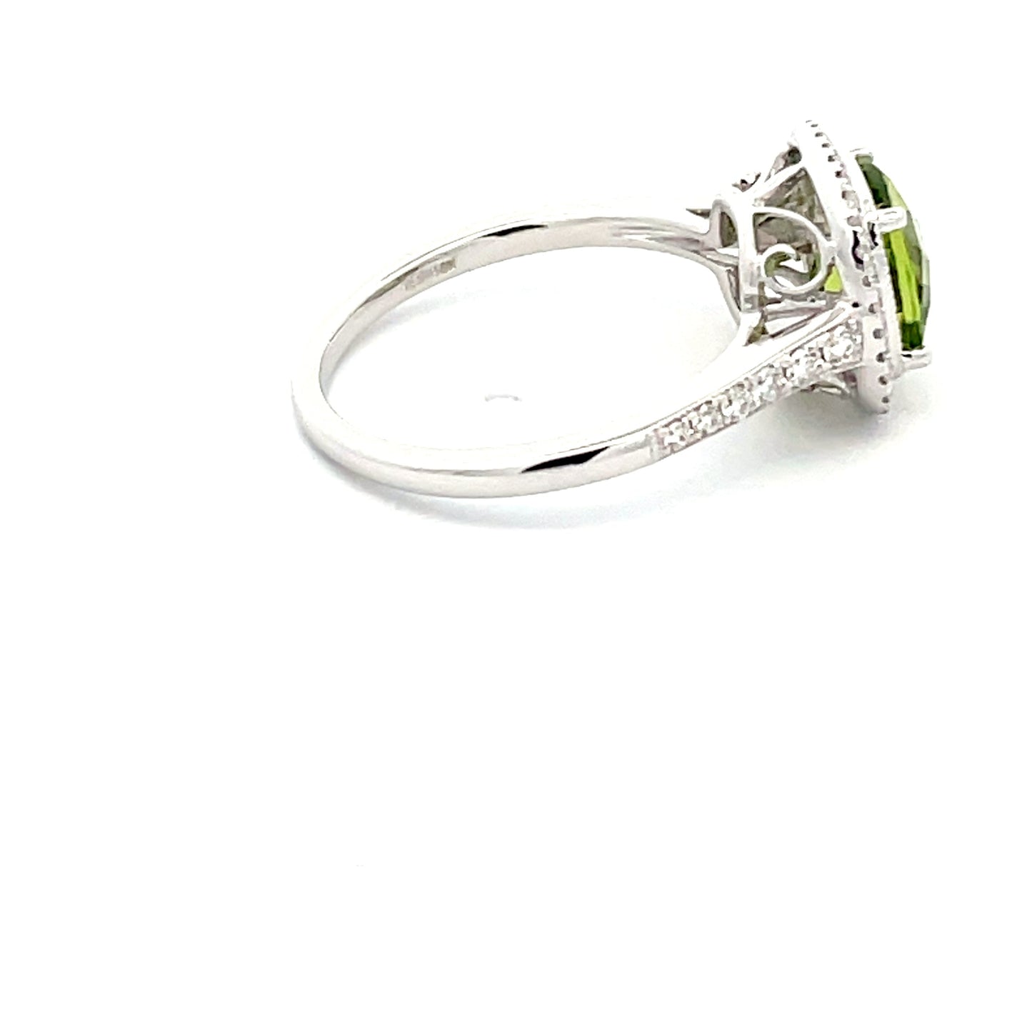 Peridot and Diamond halo Style Ring Gardiner Brothers
